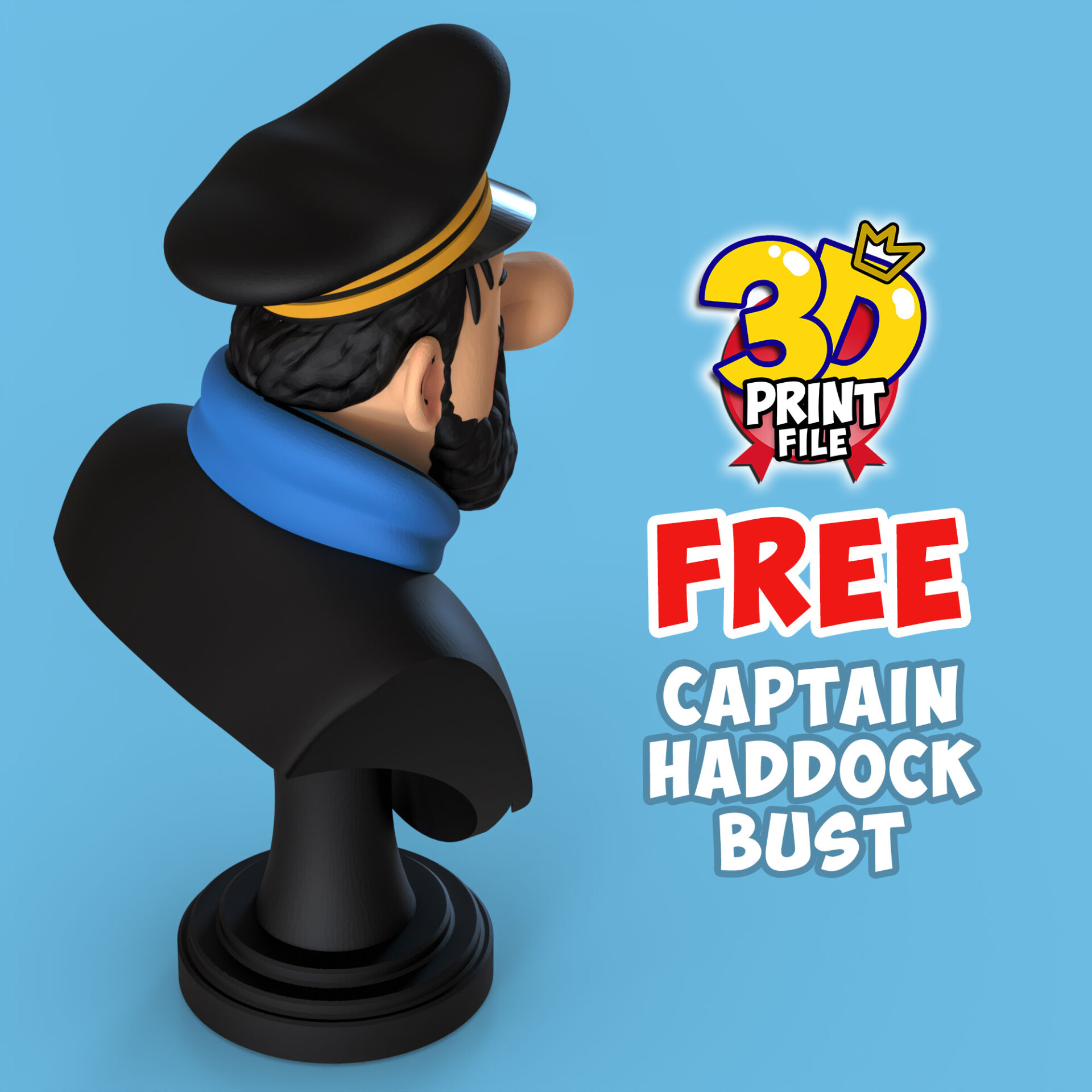 FREE CAPTAIN HADDOCK 3D Bust model - تصویر 15445