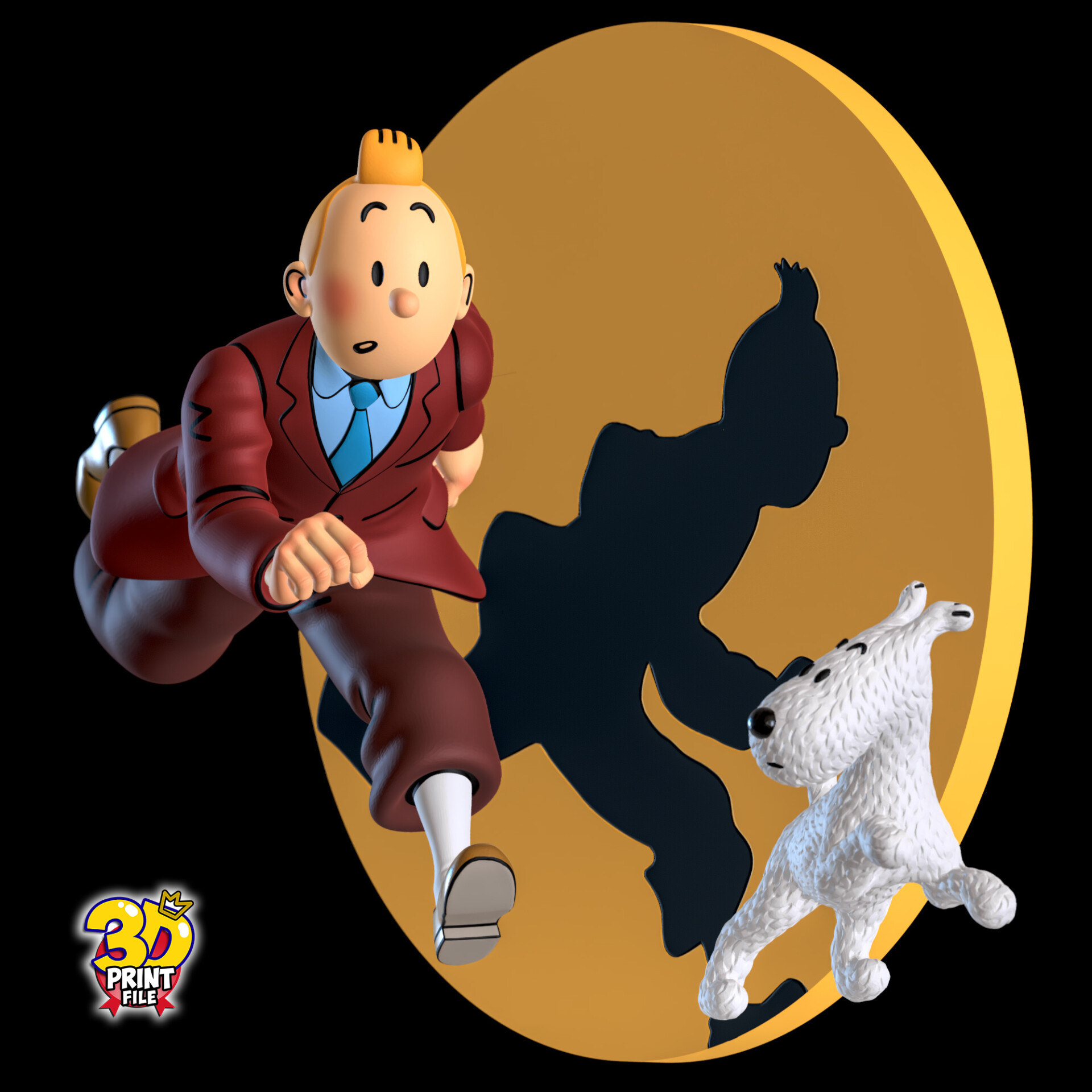 TINTIN AND SNOWY 3D model DIORAMA V.1 (stand and relief) - تصویر 15658