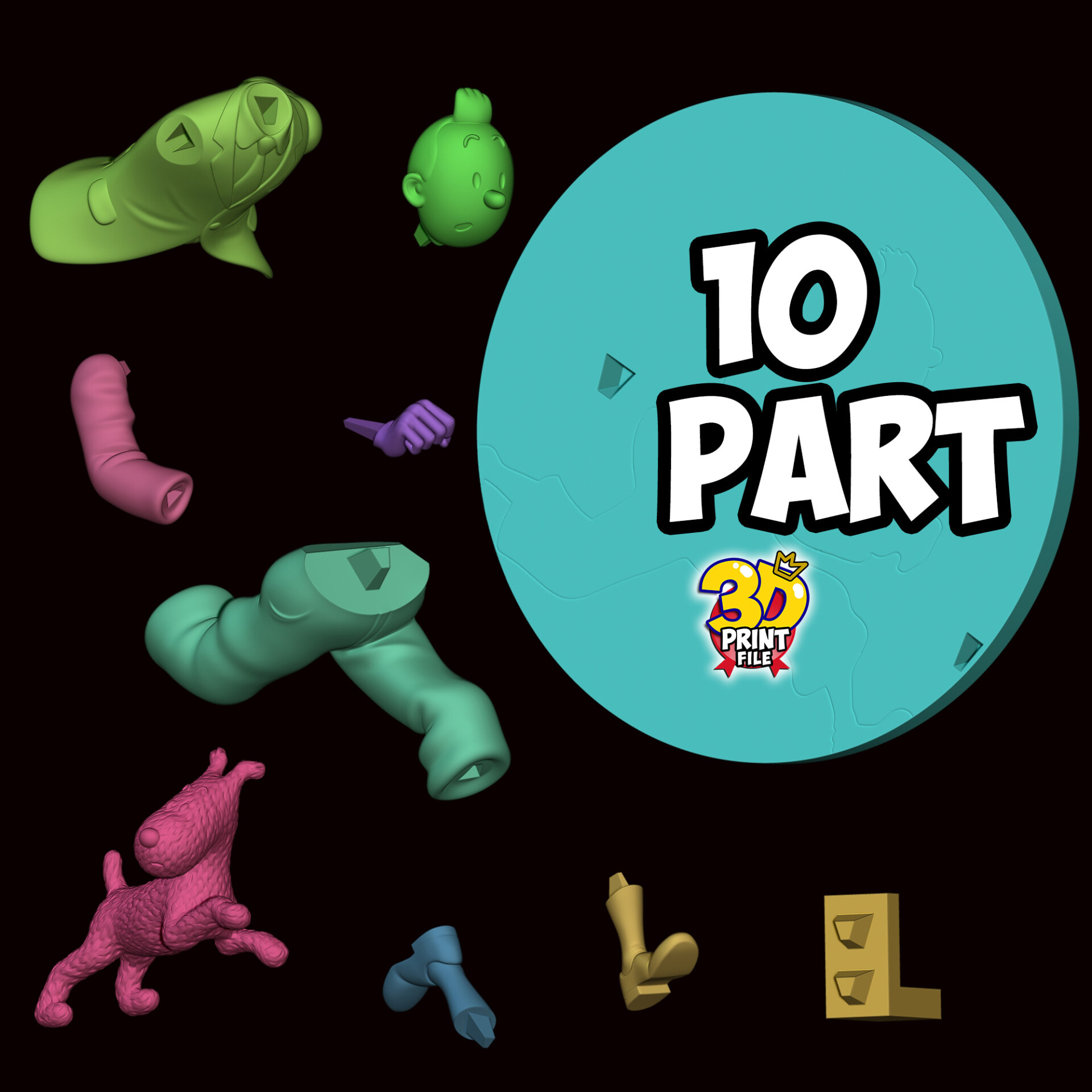 TINTIN AND SNOWY 3D model DIORAMA V.1 (stand and relief) - تصویر 15659