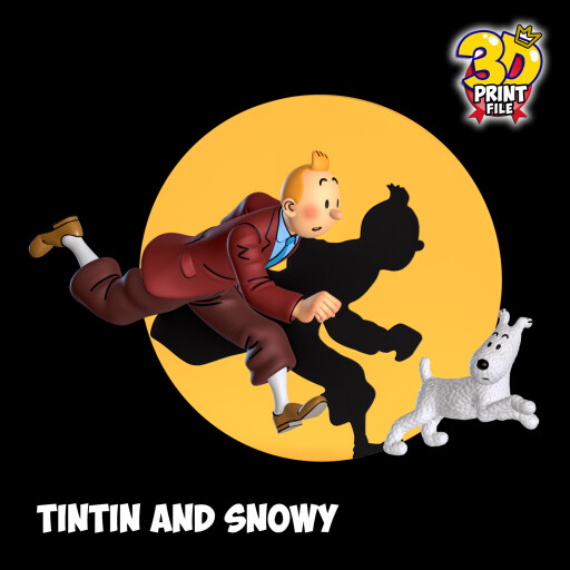 TINTIN AND SNOWY 3D model DIORAMA V.1 (stand and relief)