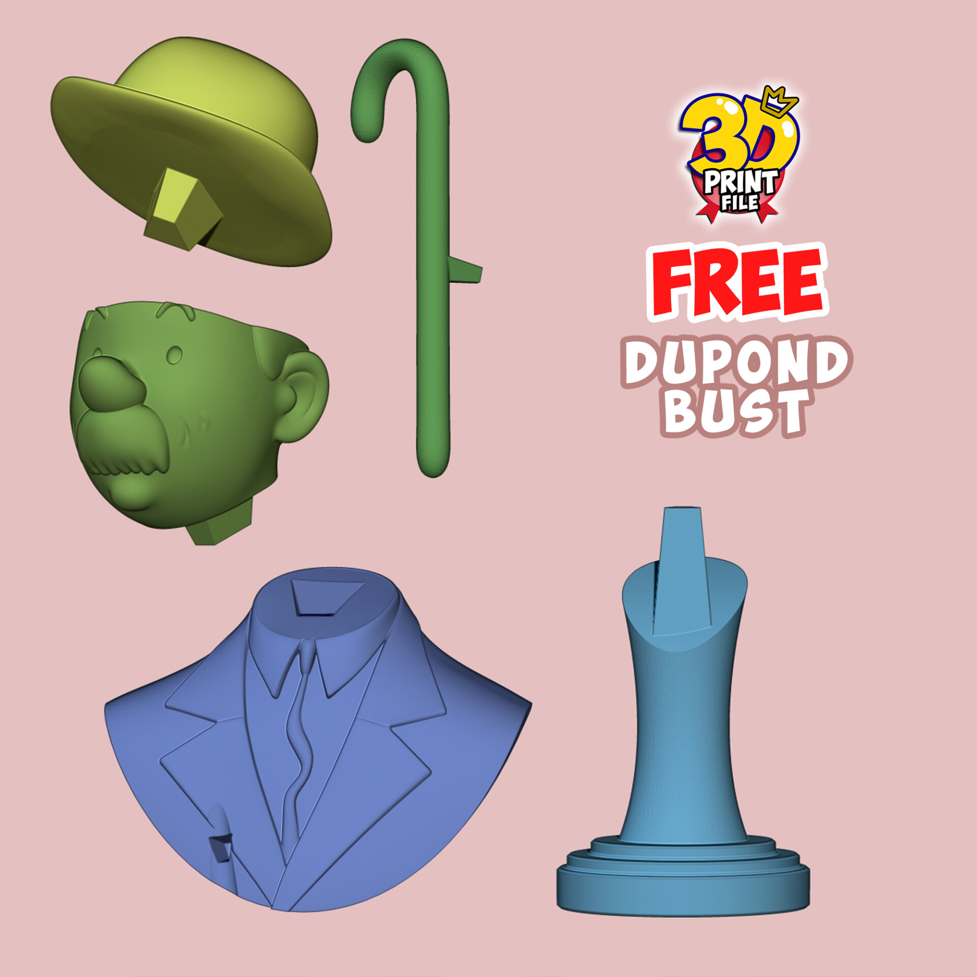 FREE Thompson Dupond 3d bust model Free size - تصویر 16049