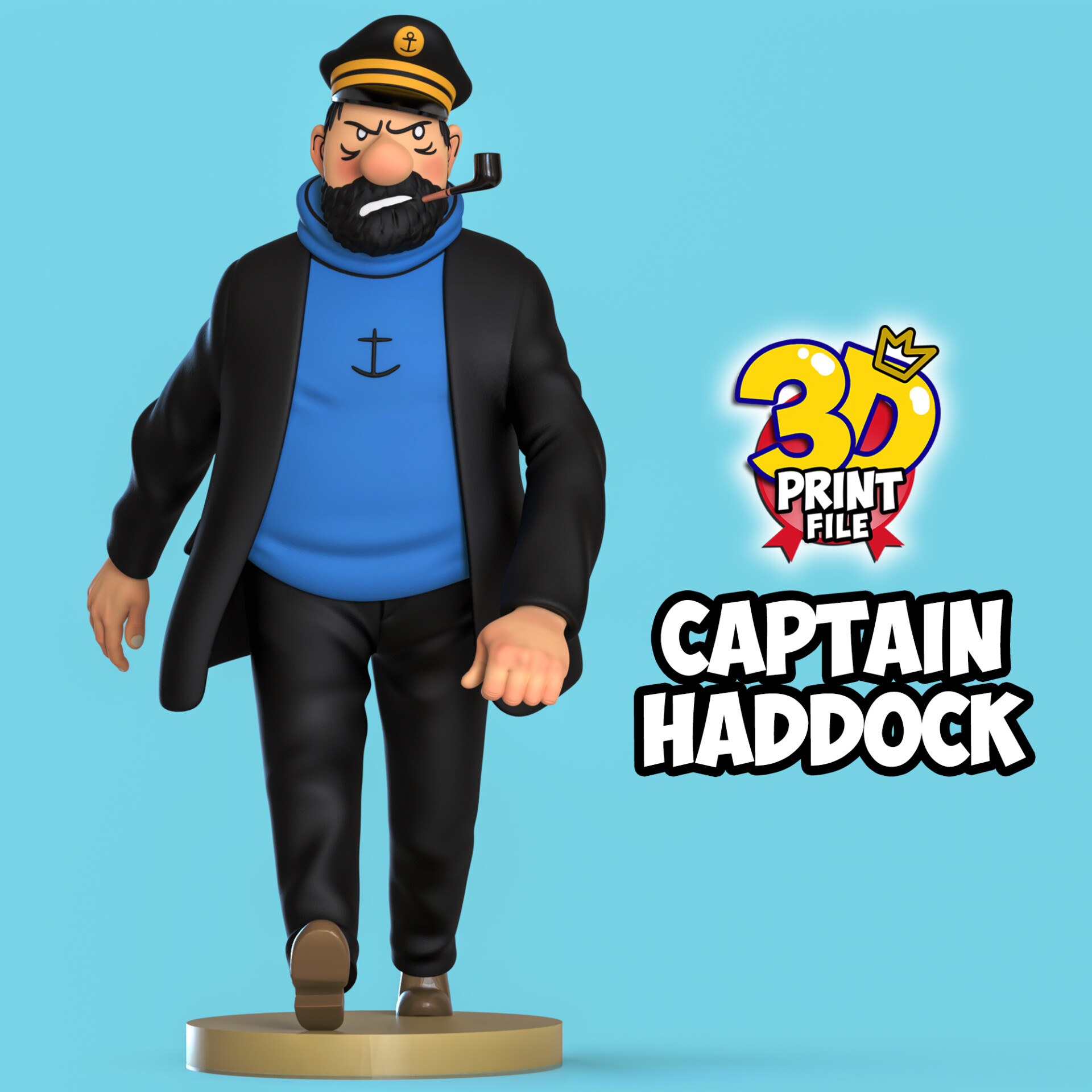Captain Haddock 3D printable model Free Size with uv and texture - تصویر 16135