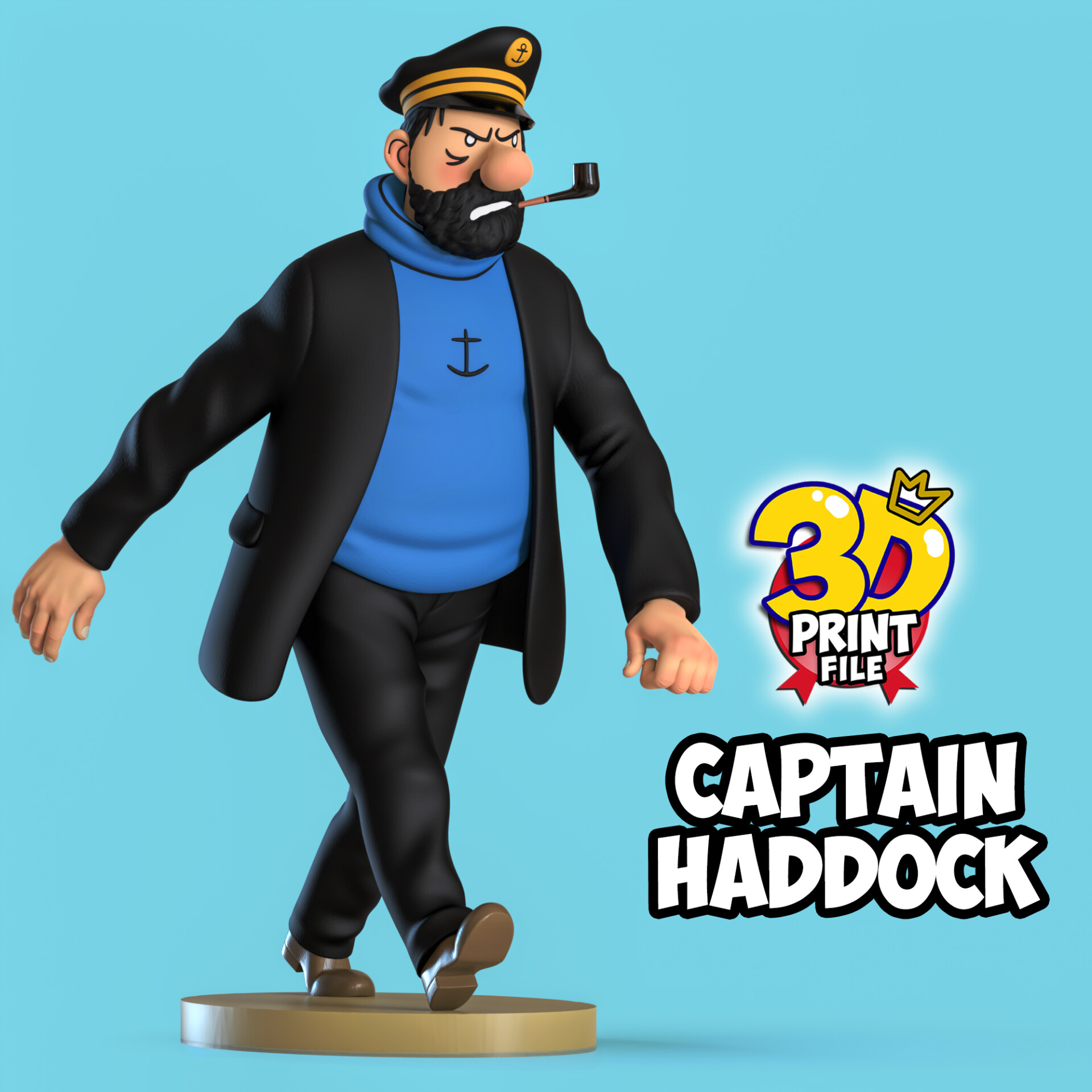 Captain Haddock 3D printable model Free Size with uv and texture - تصویر 16136