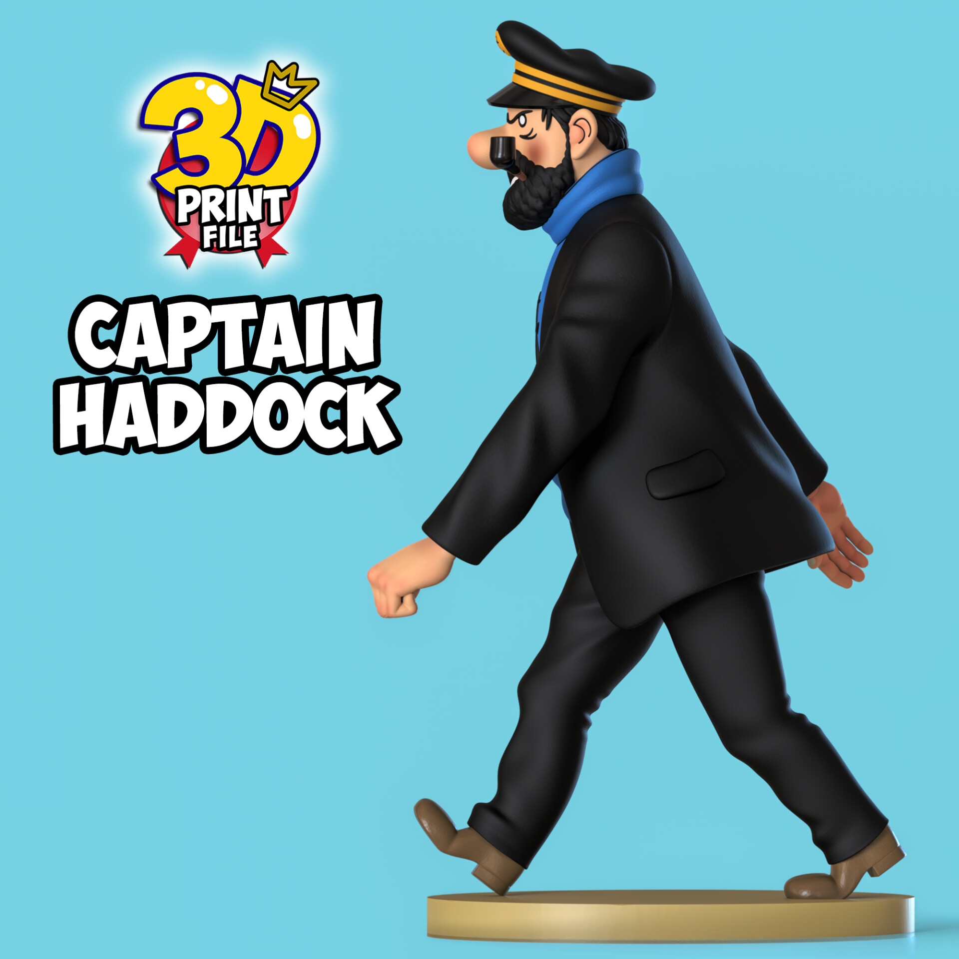 Captain Haddock 3D printable model Free Size with uv and texture - تصویر 16141