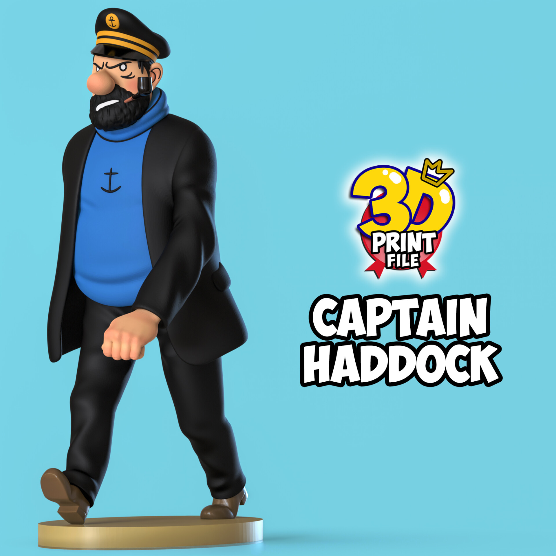 Captain Haddock 3D printable model Free Size with uv and texture - تصویر 16142
