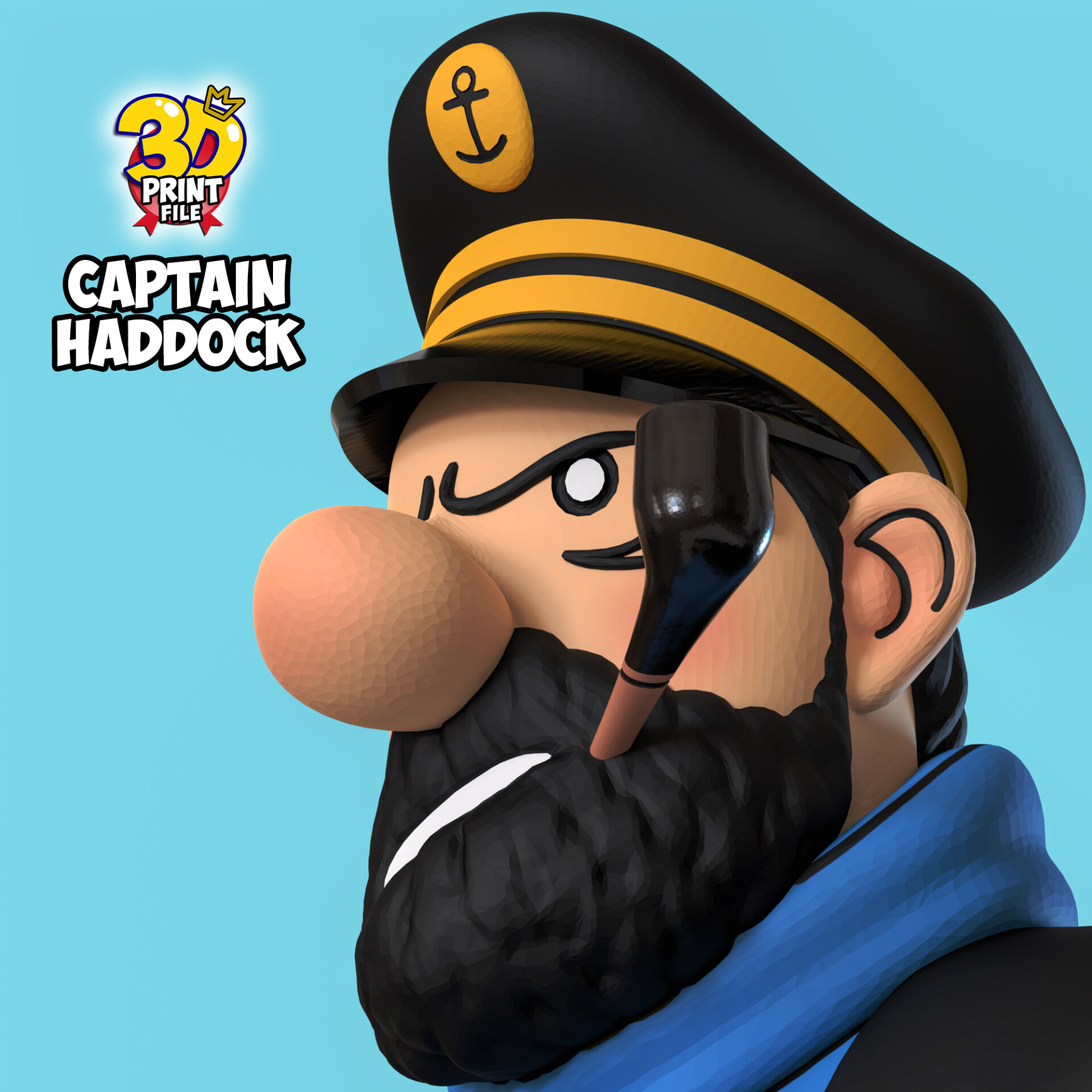 Captain Haddock 3D printable model Free Size with uv and texture - تصویر 16144