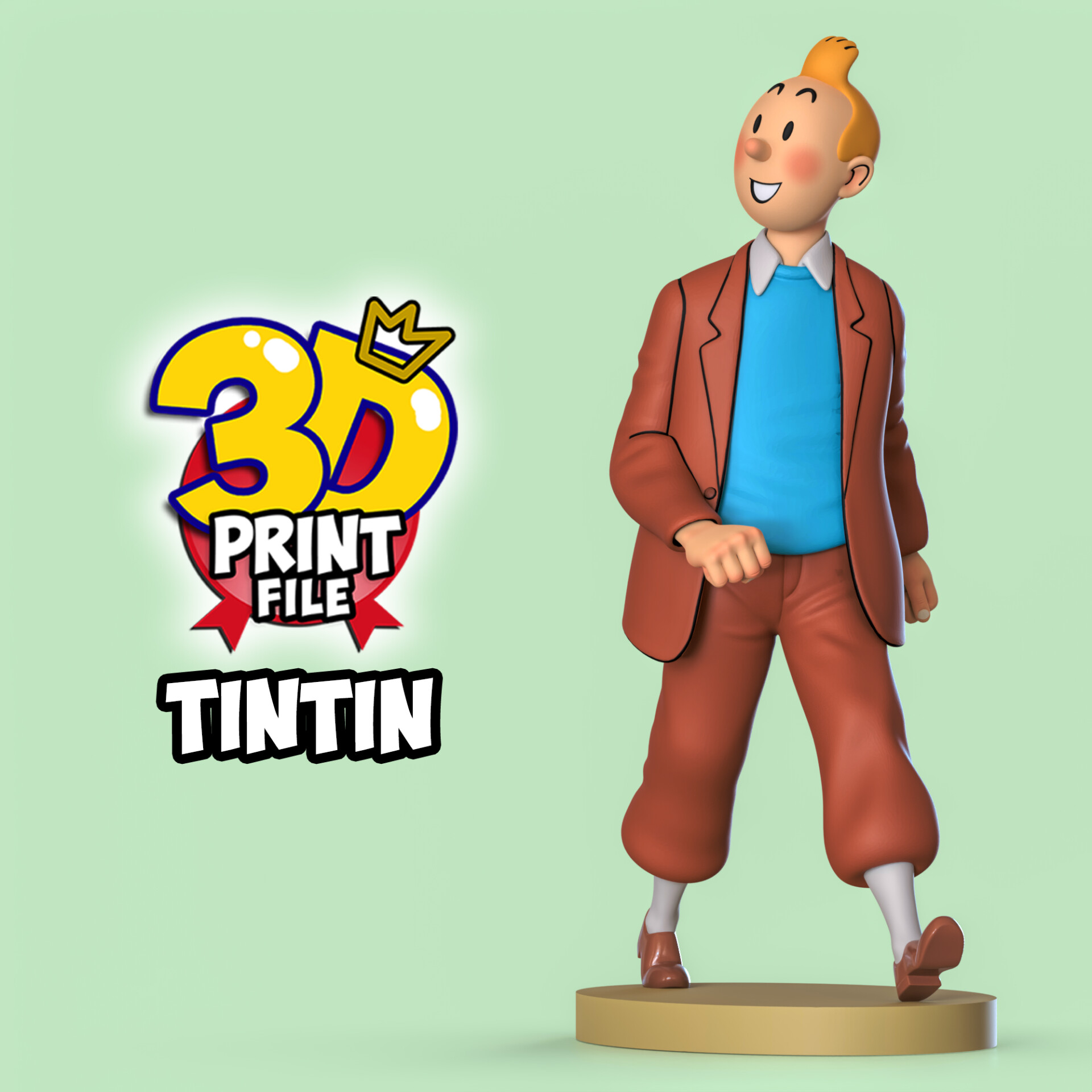 TINTIN 3D printable model Free Size with uv and texture - تصویر 16145