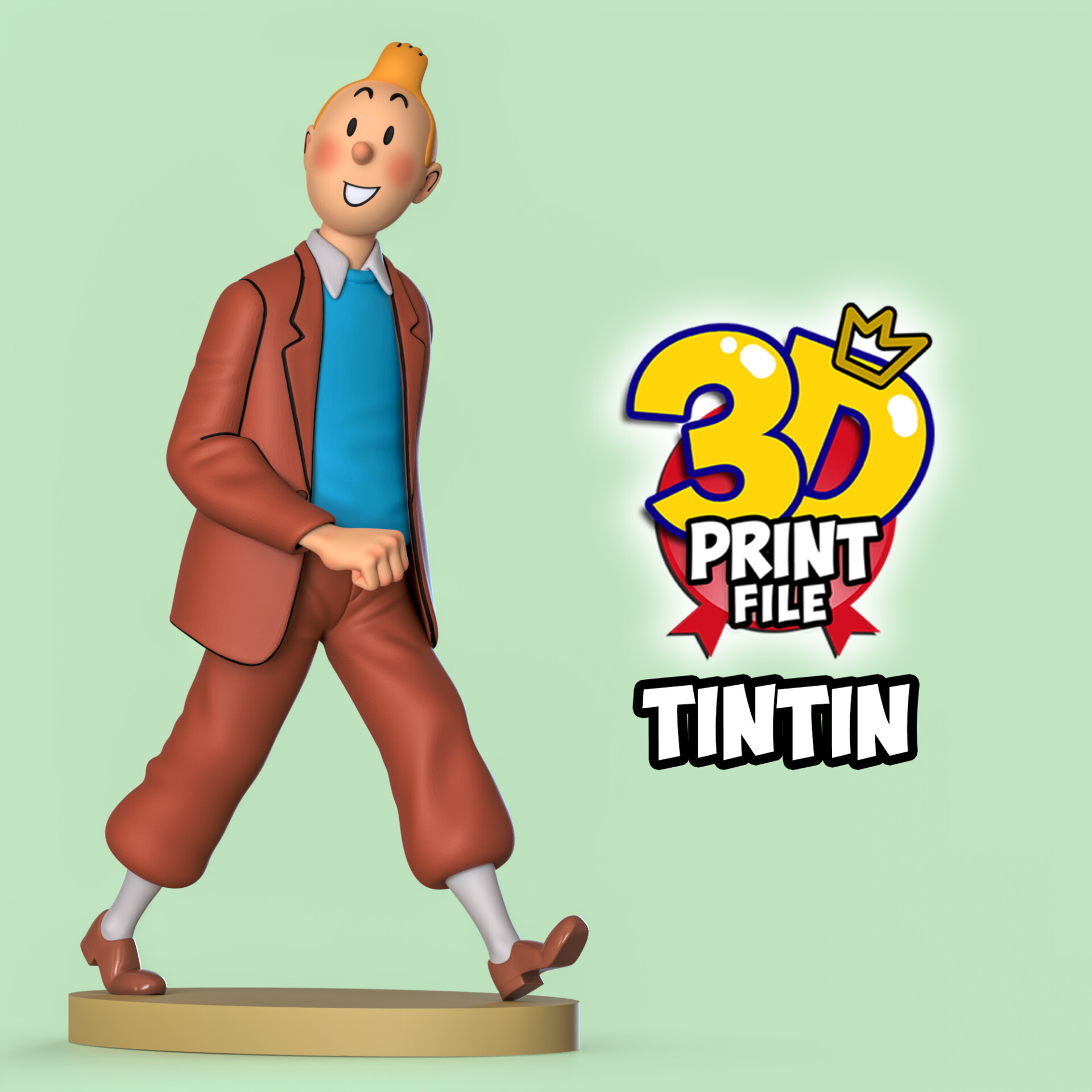 TINTIN 3D printable model Free Size with uv and texture - تصویر 16146