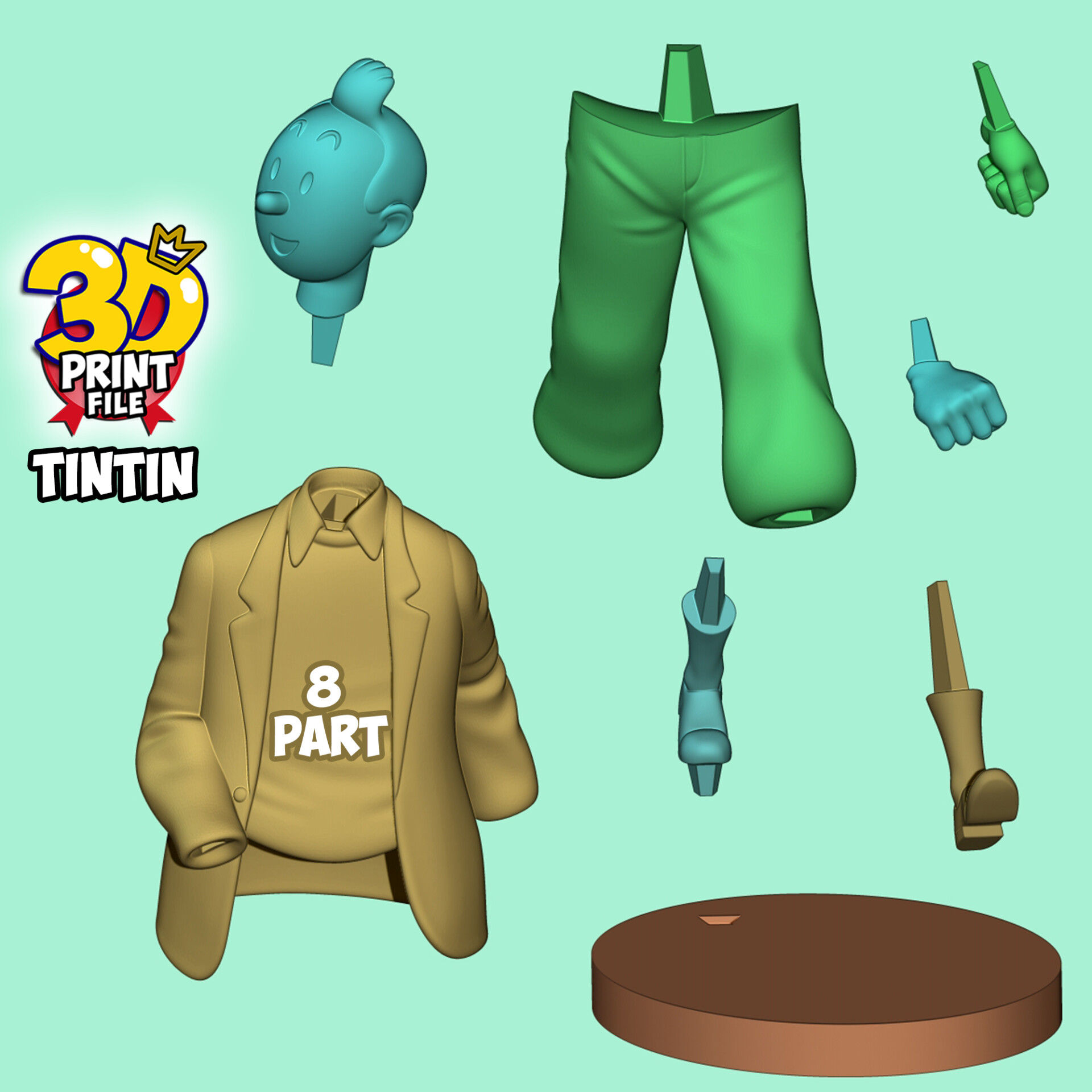 TINTIN 3D printable model Free Size with uv and texture - تصویر 16151