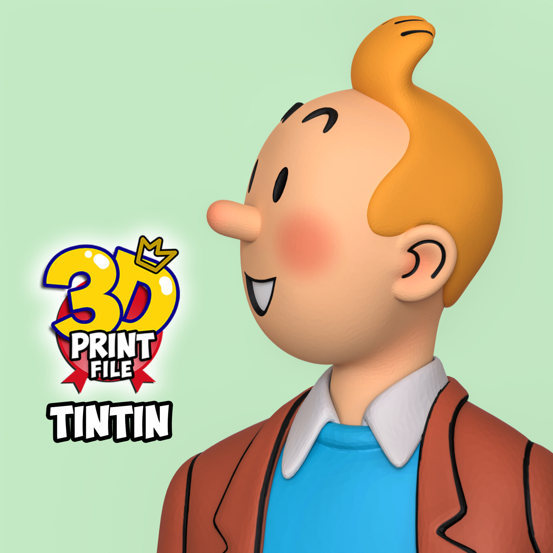 TINTIN 3D printable model Free Size with uv and texture - تصویر 16152