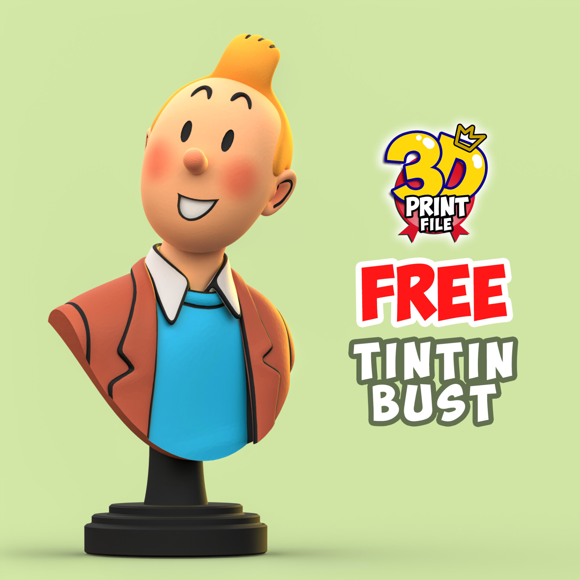 FREE TINTIN 3D Bust model - free size - تصویر 16256