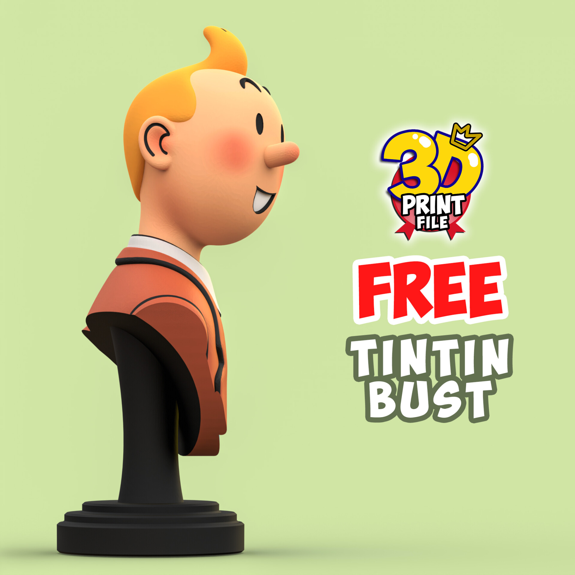 FREE TINTIN 3D Bust model - free size - تصویر 16257