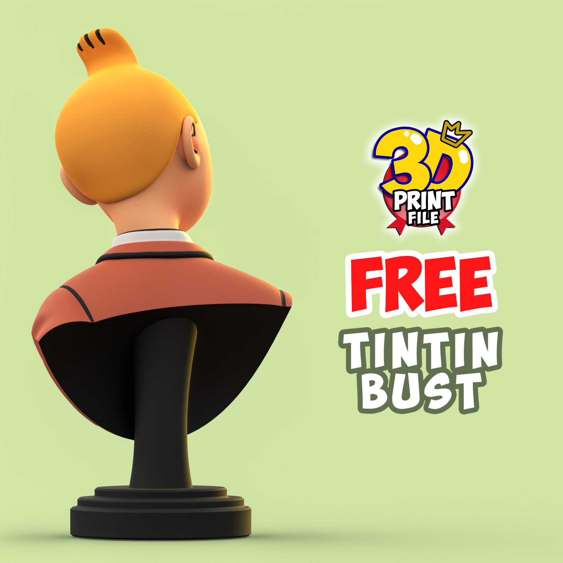 FREE TINTIN 3D Bust model - free size - تصویر 16258