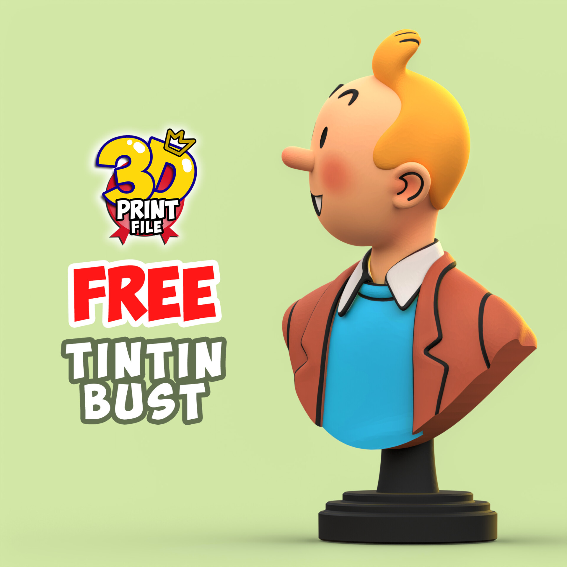 FREE TINTIN 3D Bust model - free size - تصویر 16259