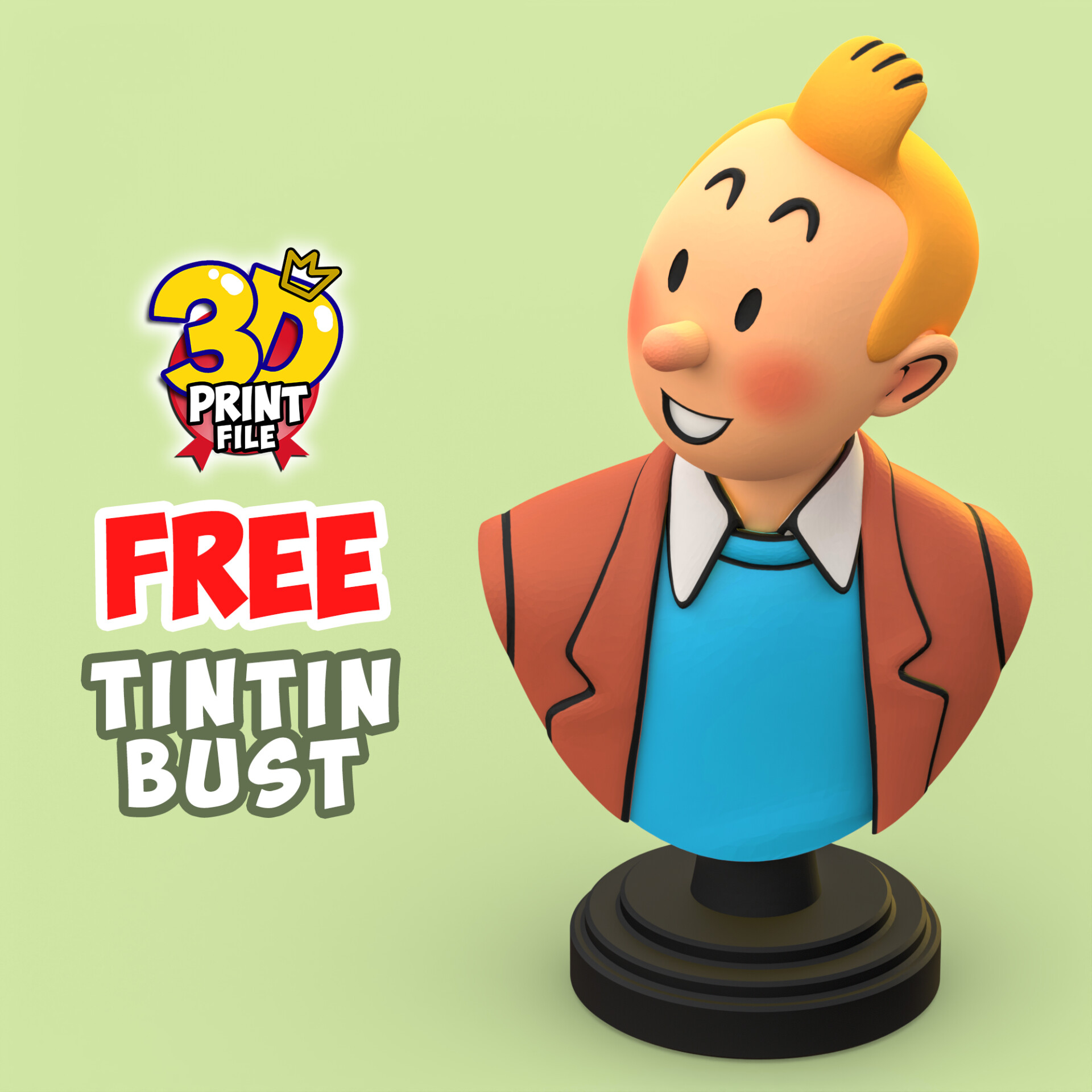 FREE TINTIN 3D Bust model - free size - تصویر 16260