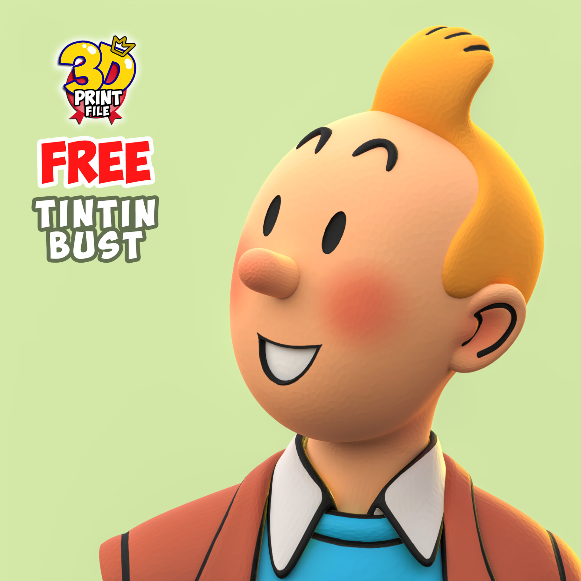FREE TINTIN 3D Bust model - free size - تصویر 16261