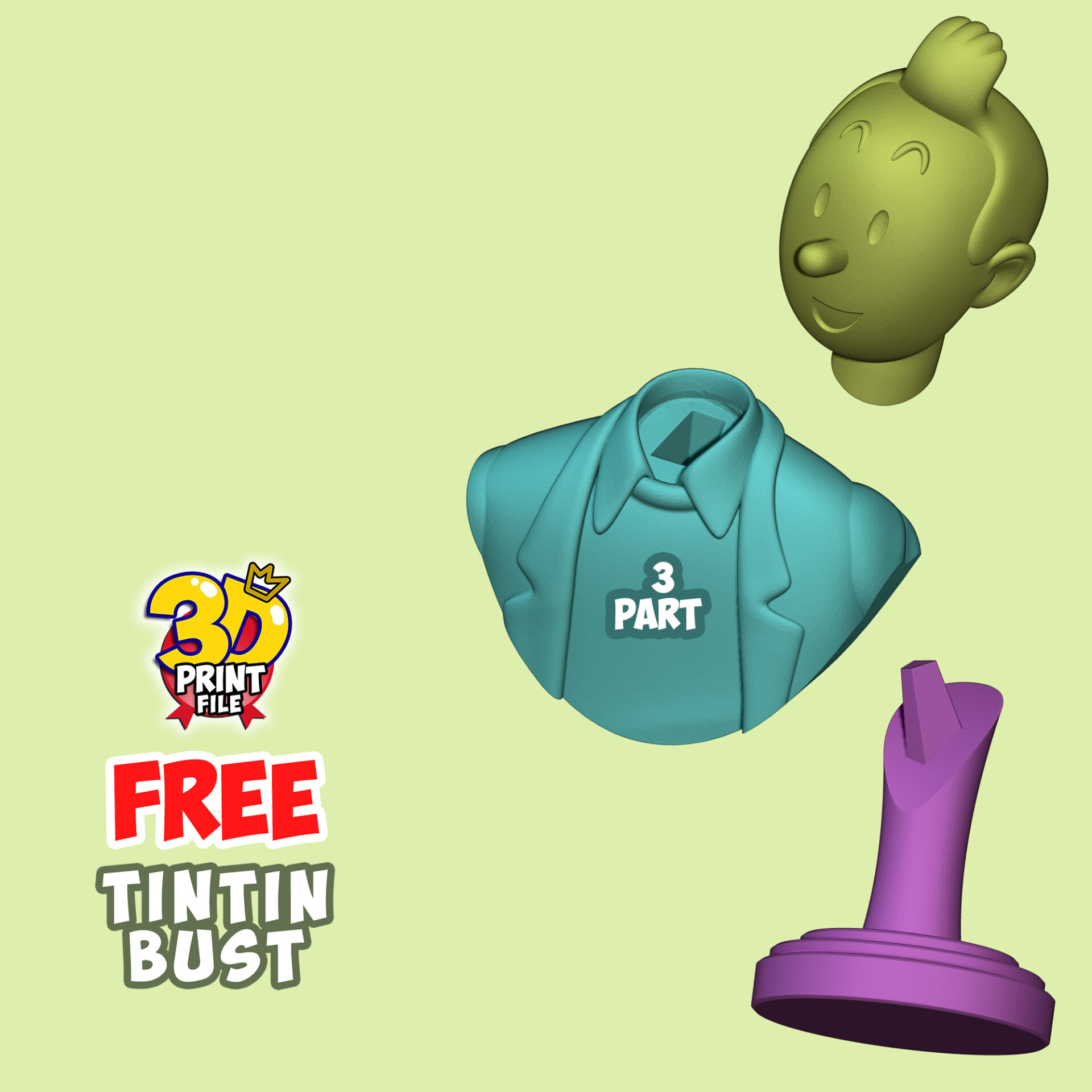 FREE TINTIN 3D Bust model - free size - تصویر 16262