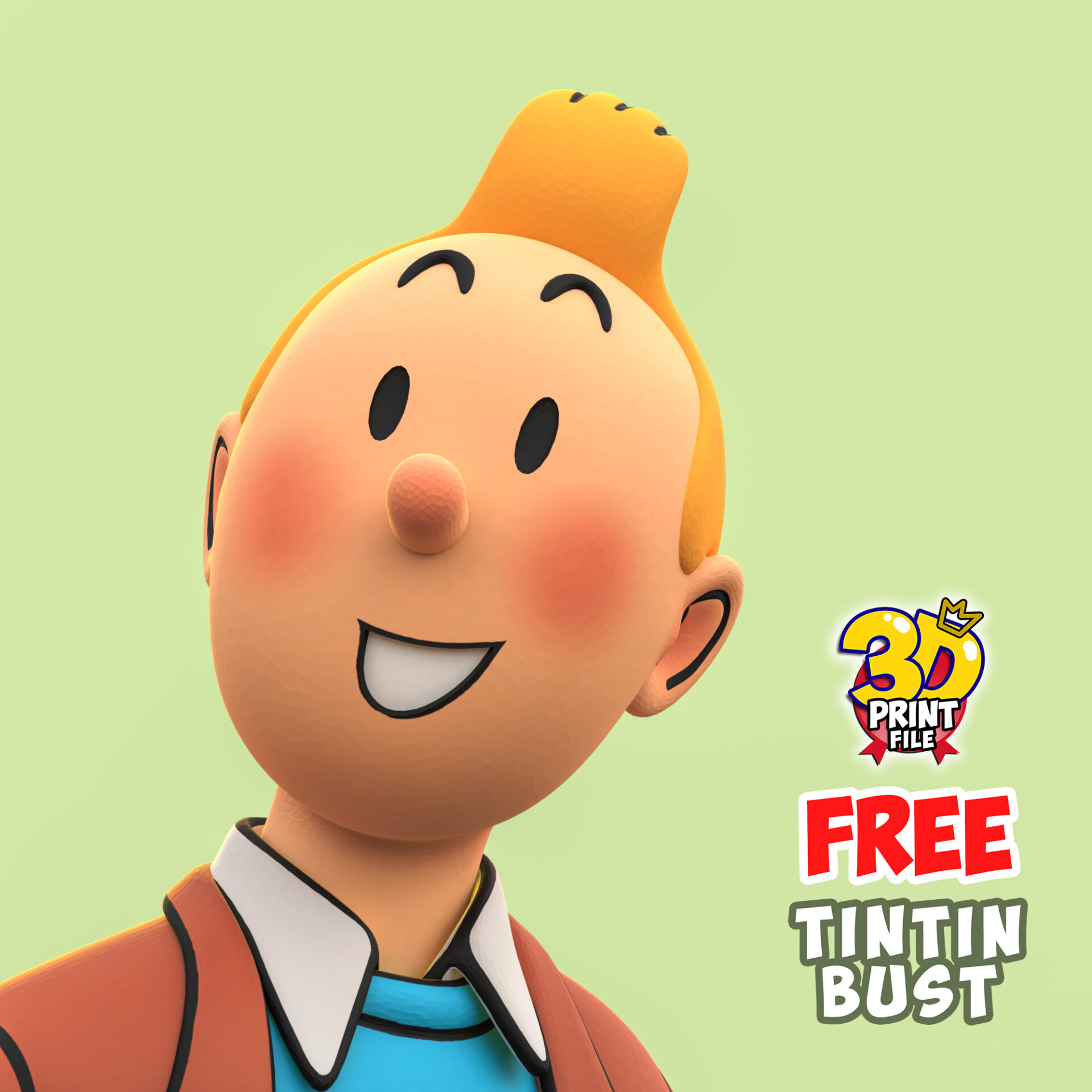 FREE TINTIN 3D Bust model - free size - تصویر 16263