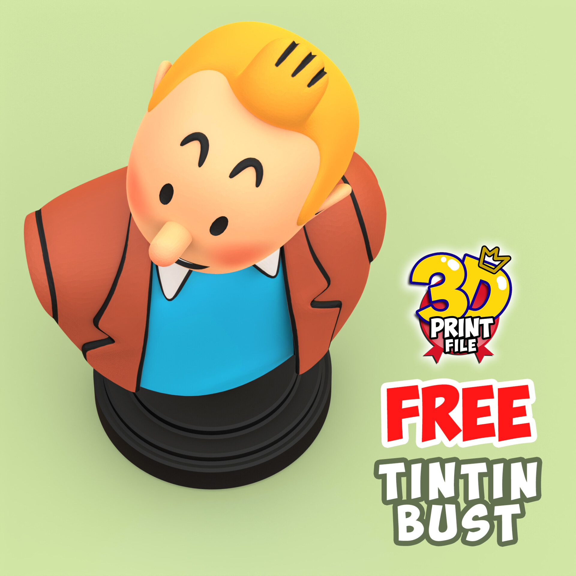 FREE TINTIN 3D Bust model - free size - تصویر 16264