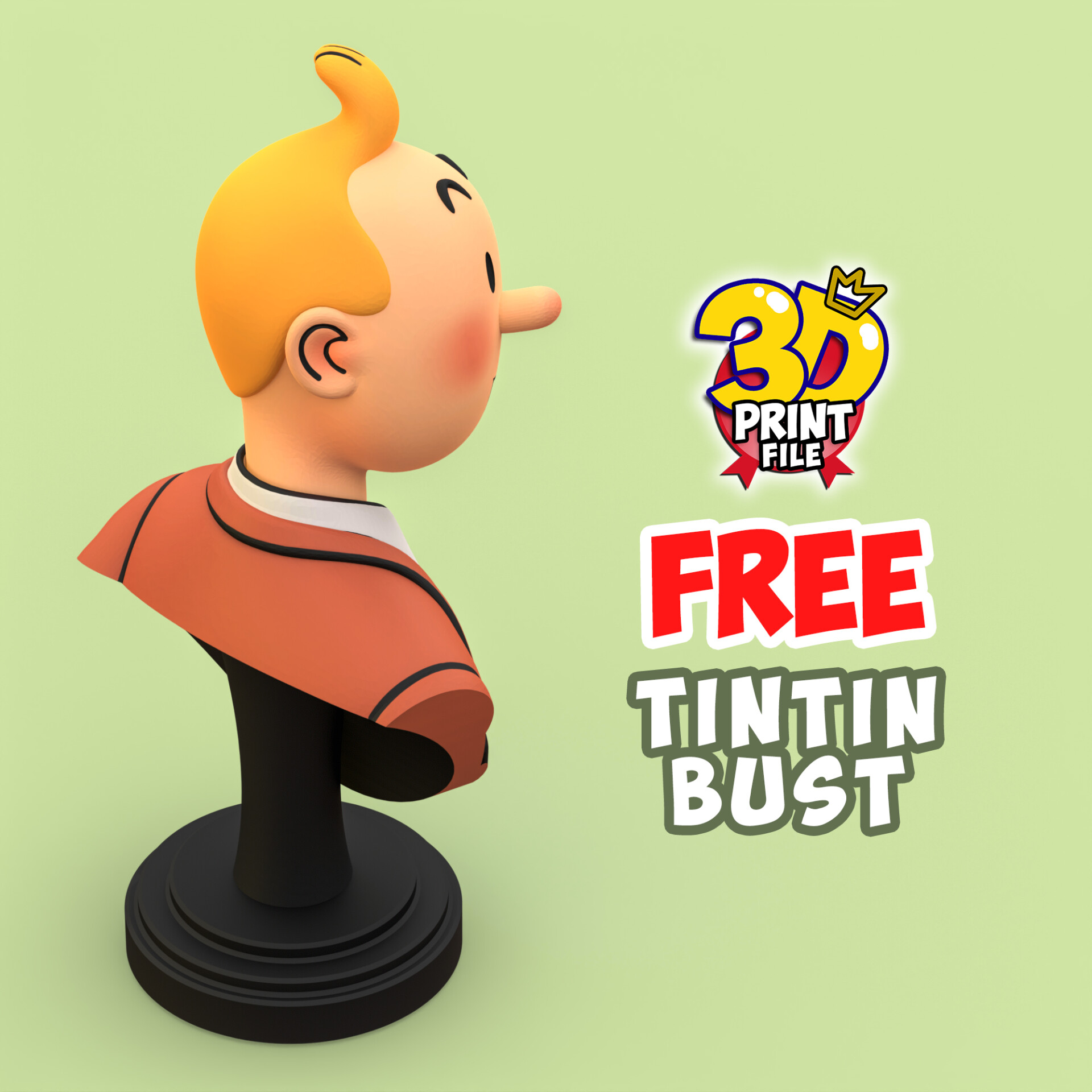 FREE TINTIN 3D Bust model - free size - تصویر 16265