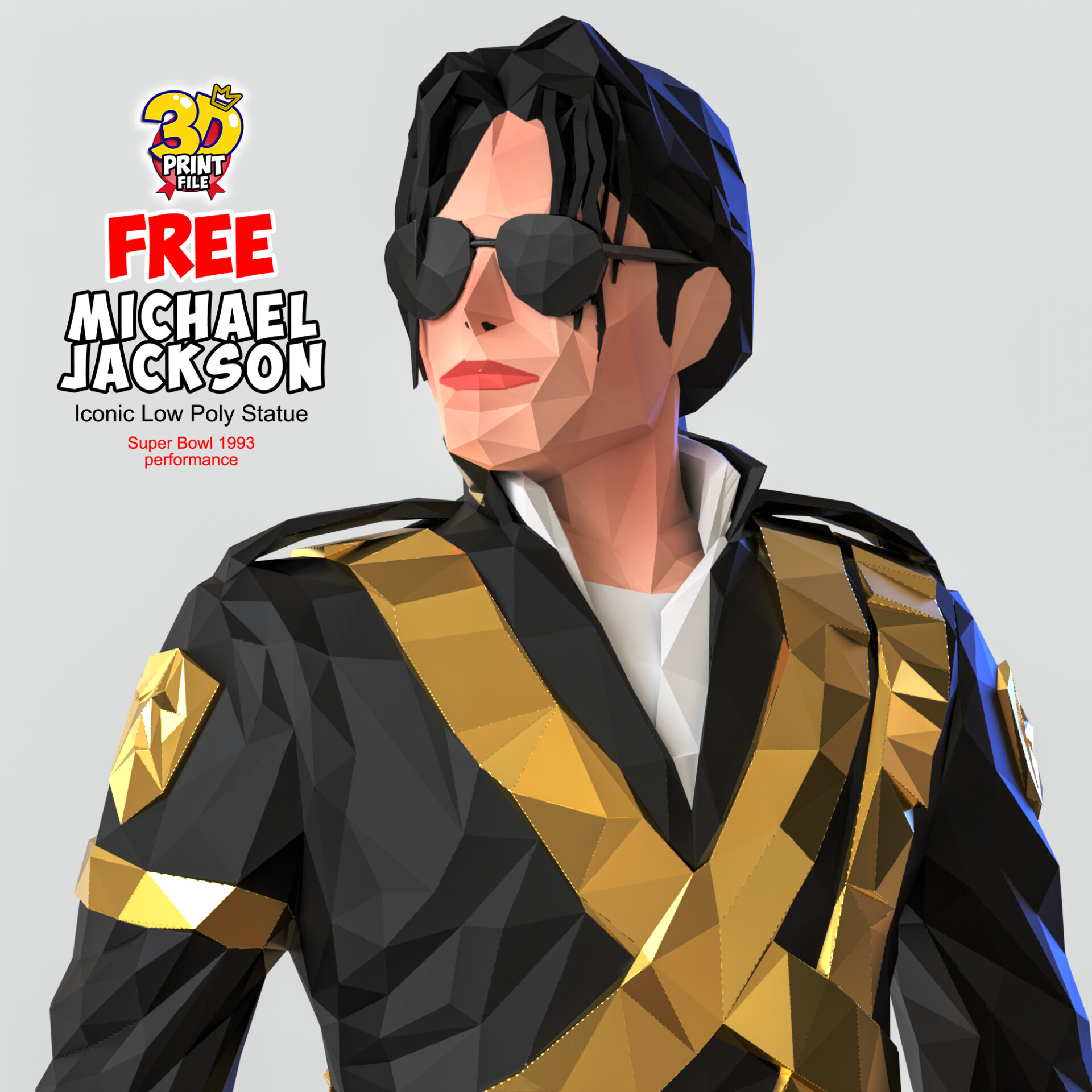 Michael Jackson – Iconic Low Poly Statue (Free Download) - تصویر 16288