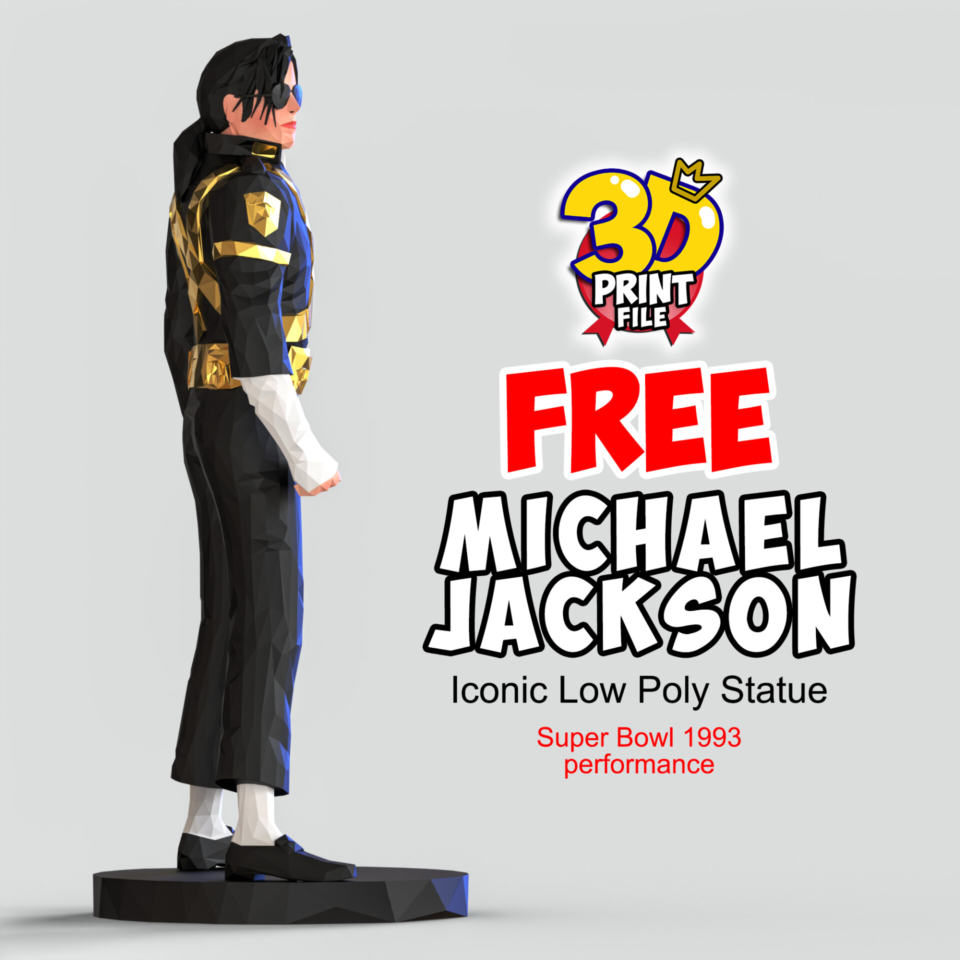 Michael Jackson – Iconic Low Poly Statue (Free Download) - تصویر 16290