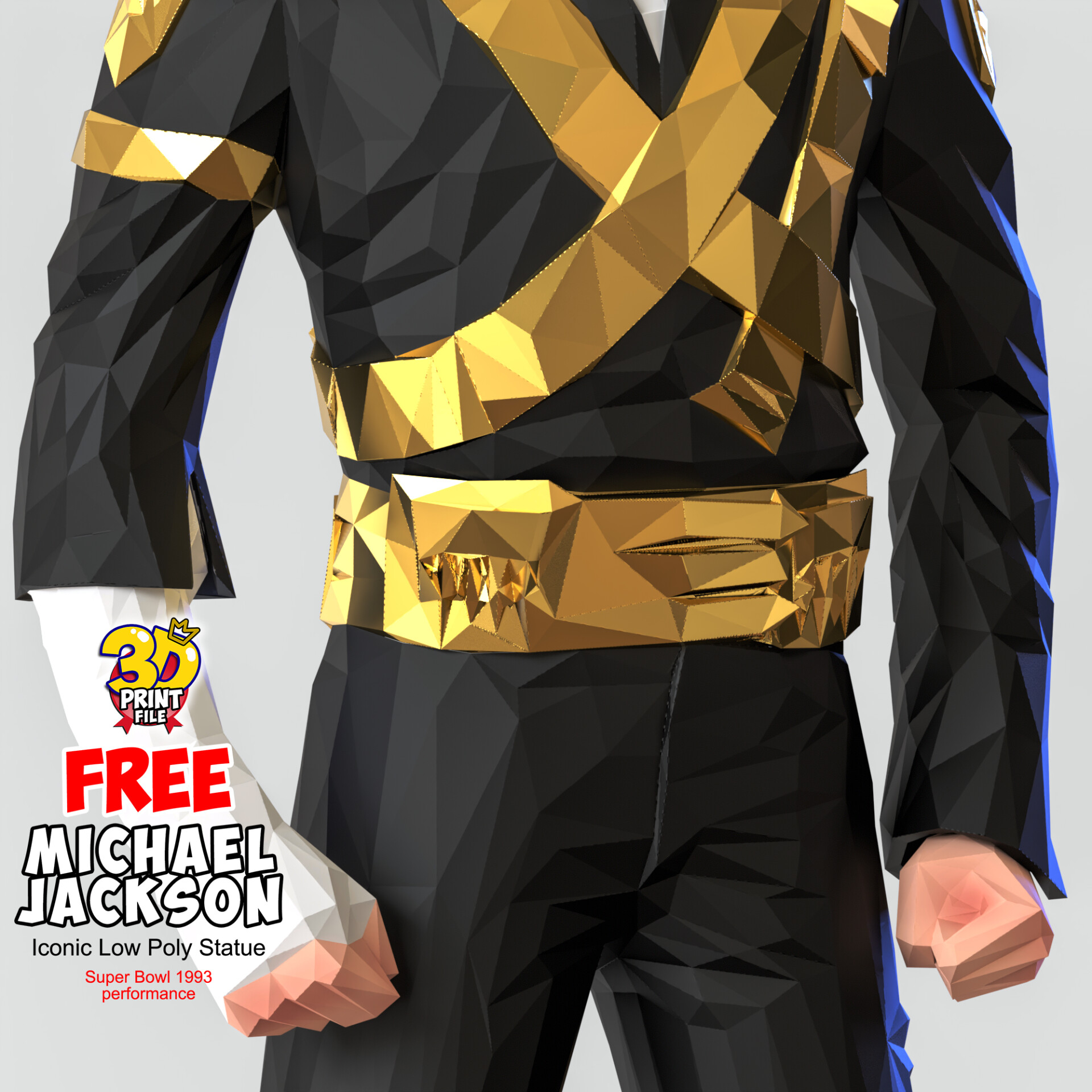 Michael Jackson – Iconic Low Poly Statue (Free Download) - تصویر 16291