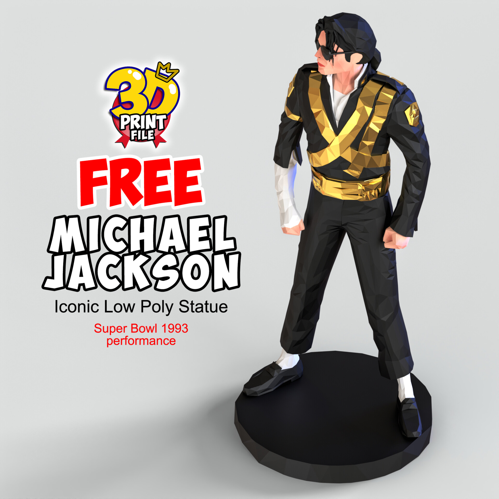 Michael Jackson – Iconic Low Poly Statue (Free Download) - تصویر 16294