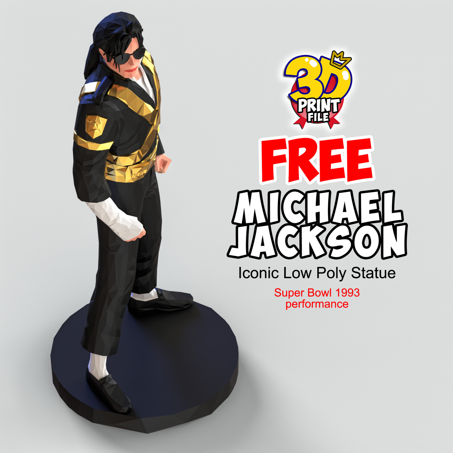 Michael Jackson – Iconic Low Poly Statue (Free Download) - تصویر 16295