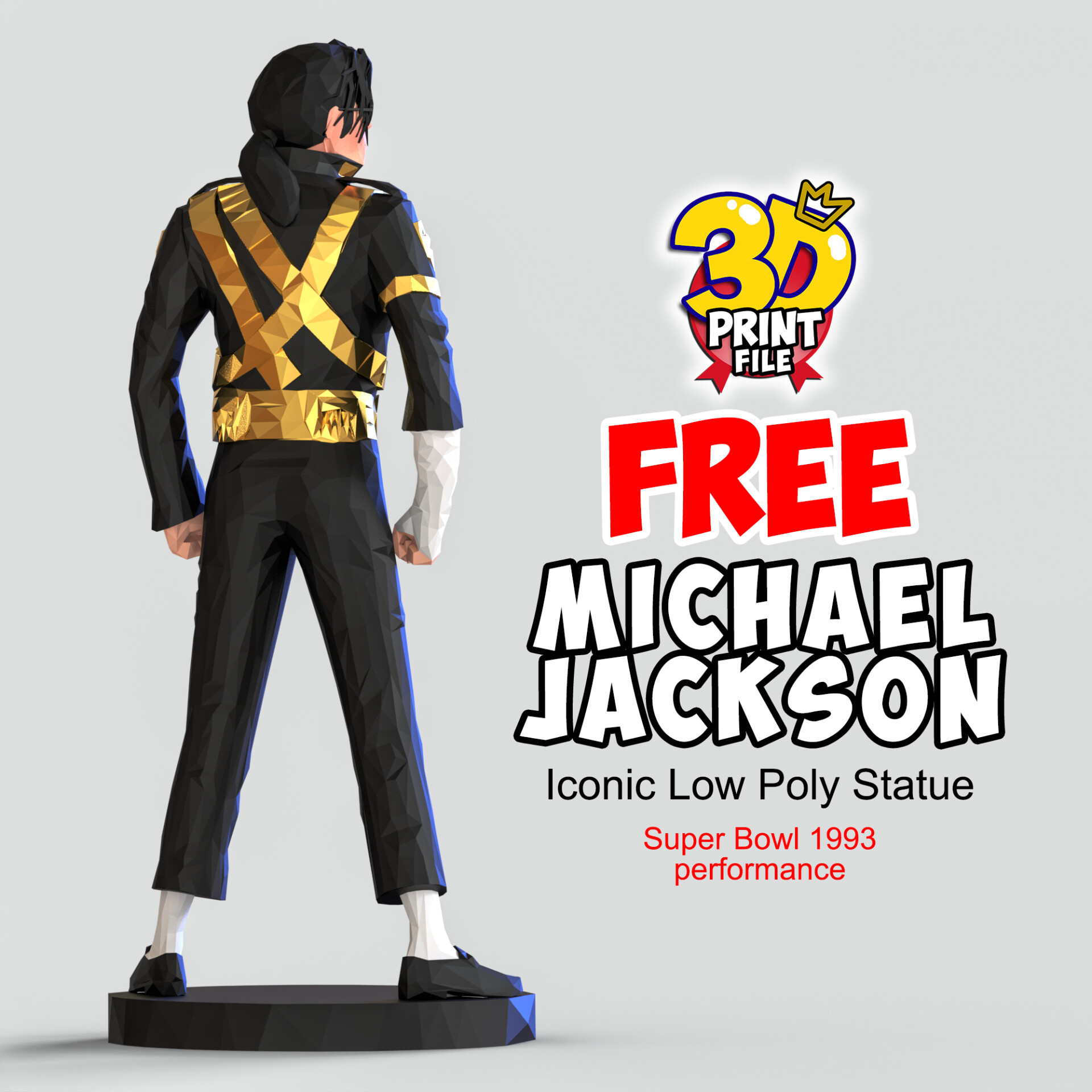 Michael Jackson – Iconic Low Poly Statue (Free Download) - تصویر 16296