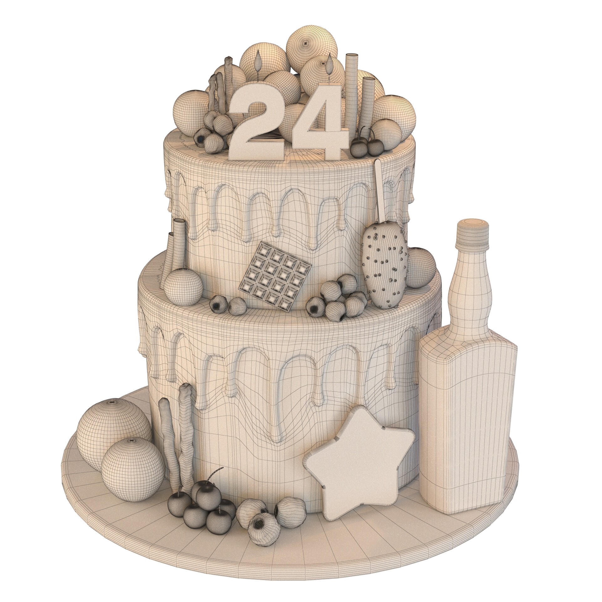 Chocolate cake with cherries and blueberries - تصویر 16347