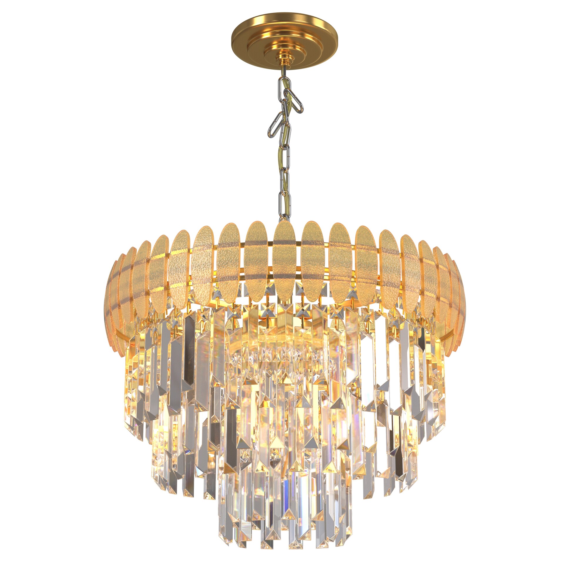 Modern Crystal Chandelier Round Gold - تصویر 16400