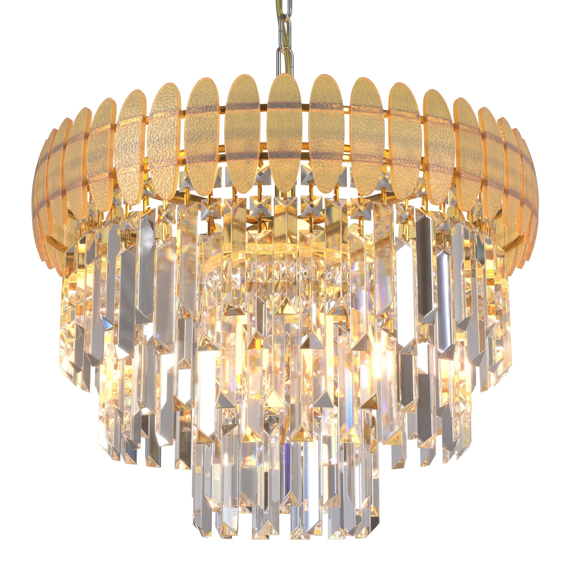 Modern Crystal Chandelier Round Gold - تصویر 16401