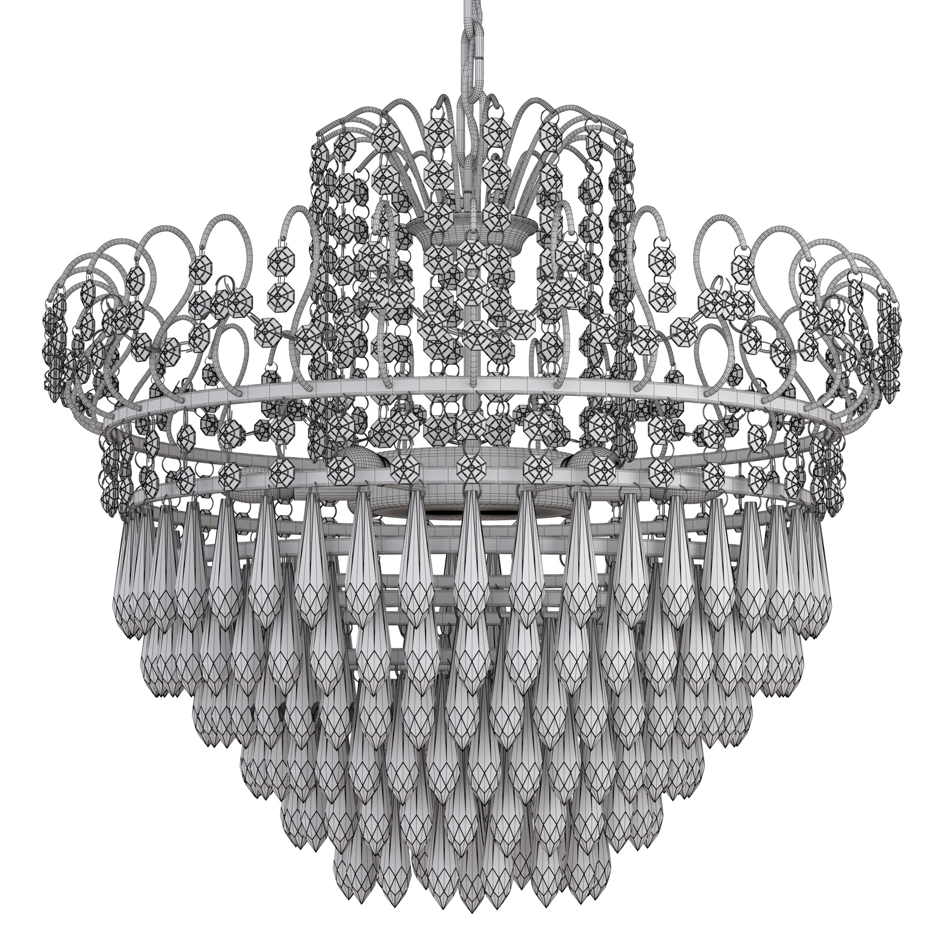 Gold-Plated and Faceted Crystal Chandelier from Rejmyre, Sweden - تصویر 16604