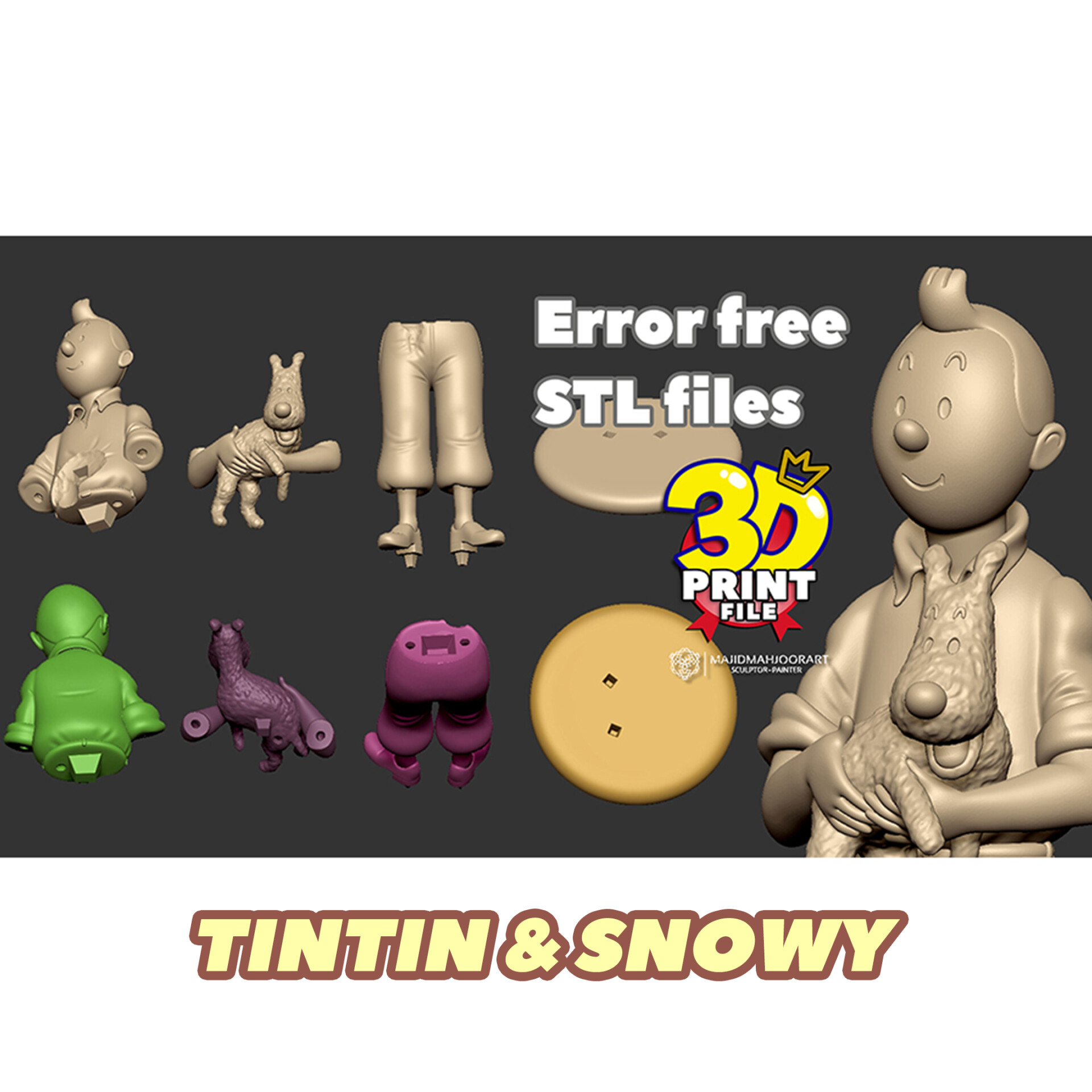 Tintin and Milou 3D printable figure - تصویر 16805