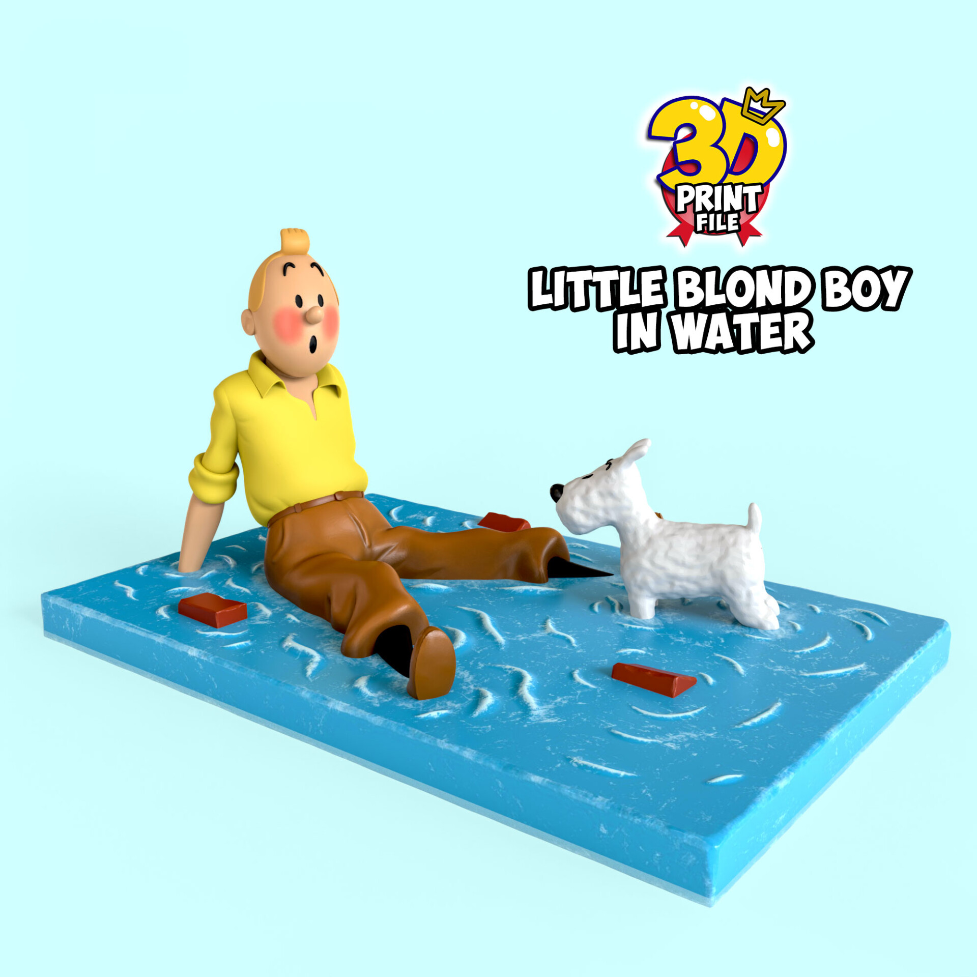 TinTin & milou in water 3d print model - تصویر 16809