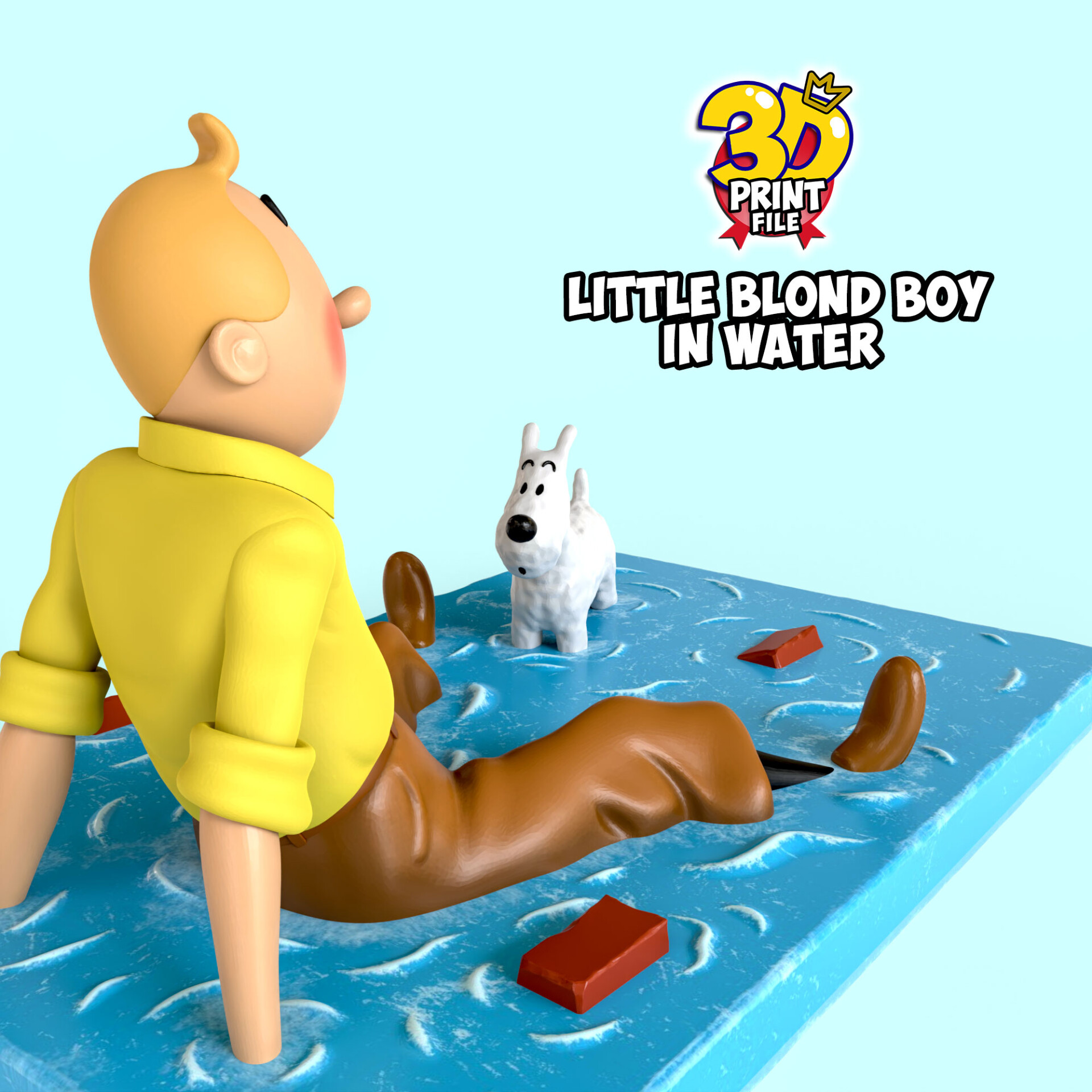 TinTin & milou in water 3d print model - تصویر 16810