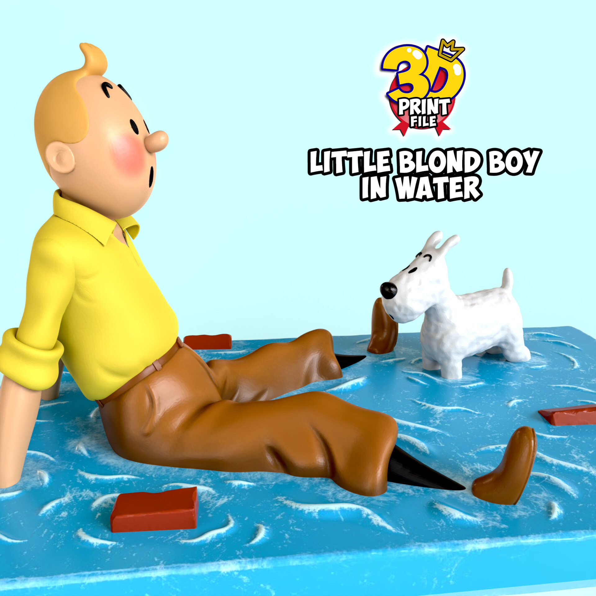 TinTin & milou in water 3d print model - تصویر 16811