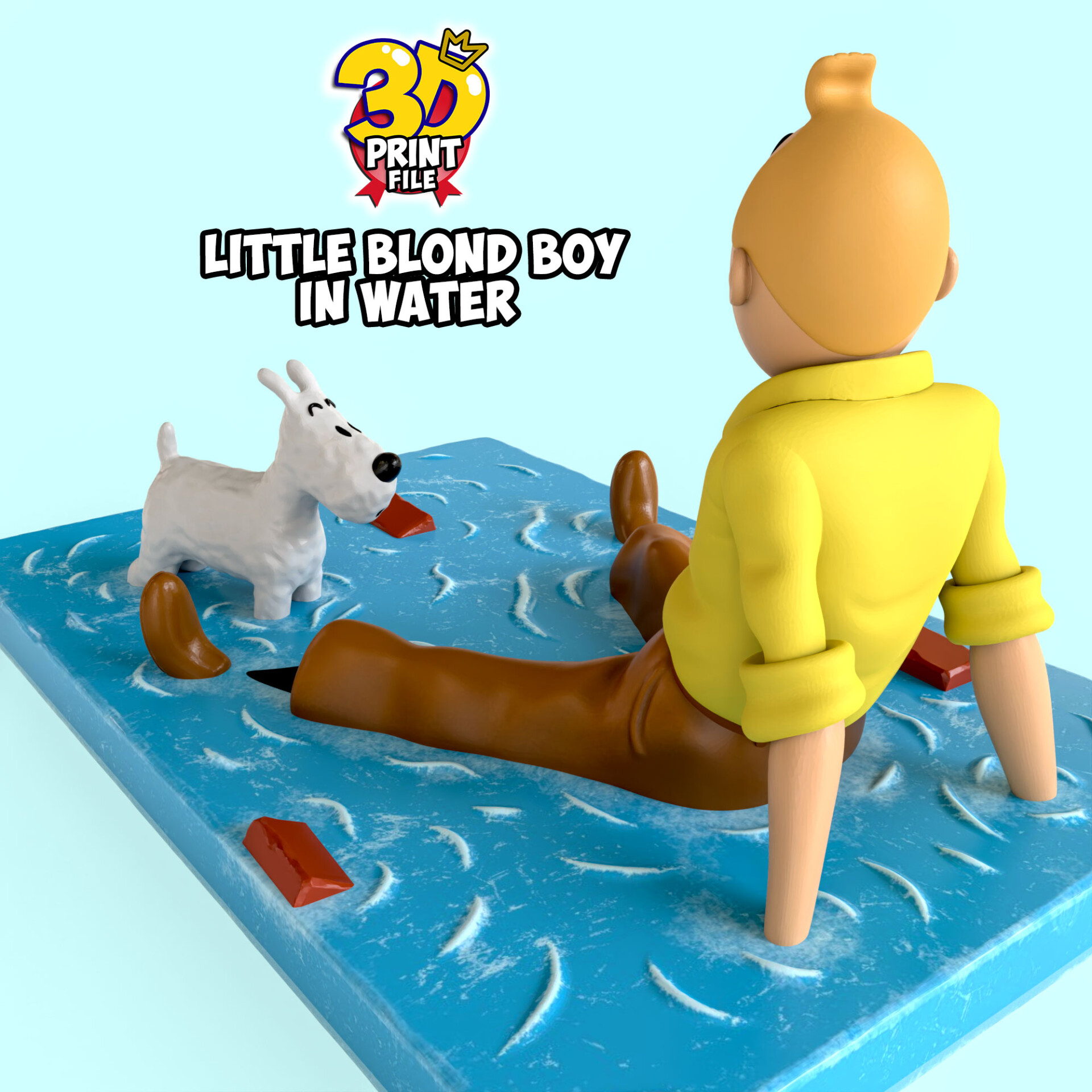 TinTin & milou in water 3d print model - تصویر 16812