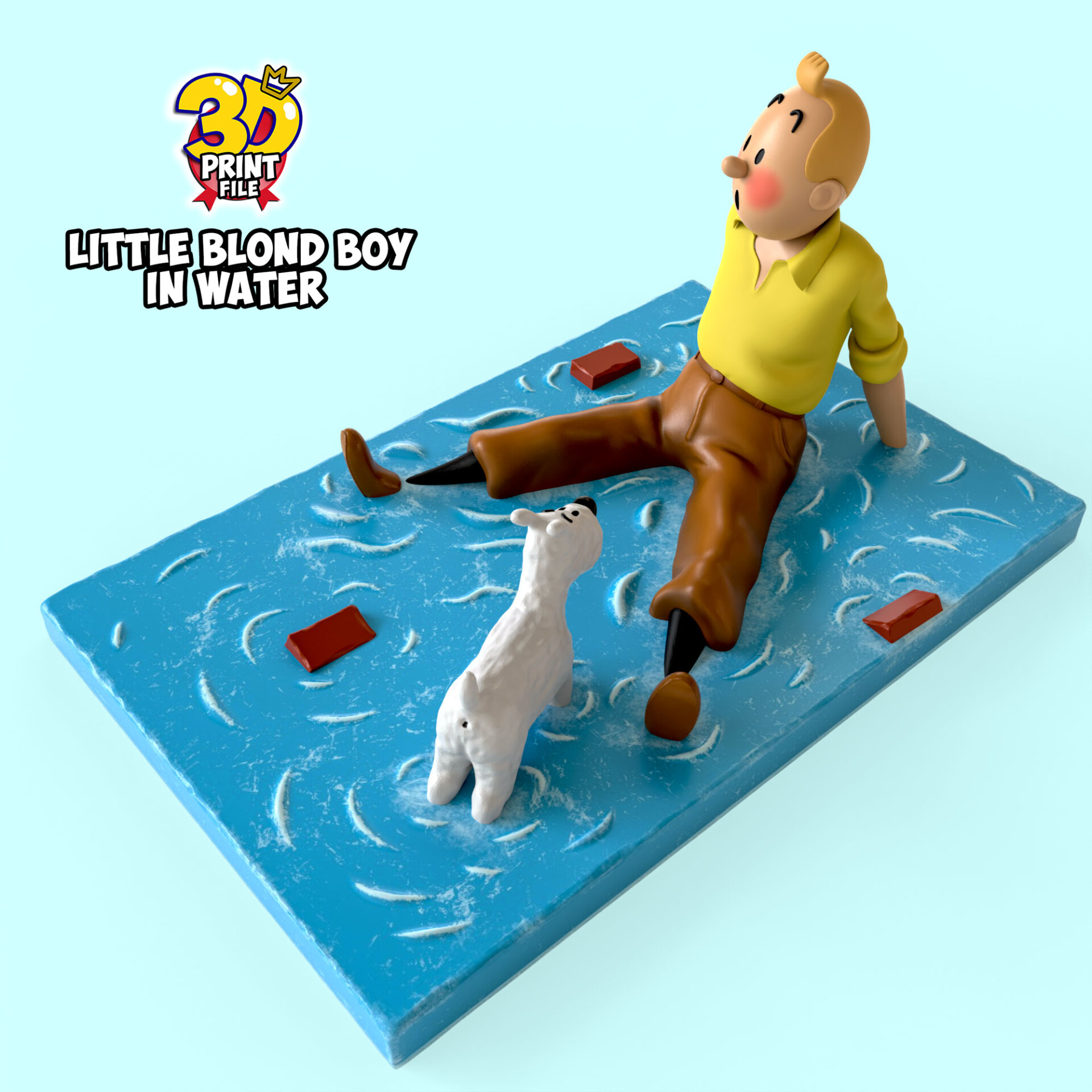 TinTin & milou in water 3d print model - تصویر 16813