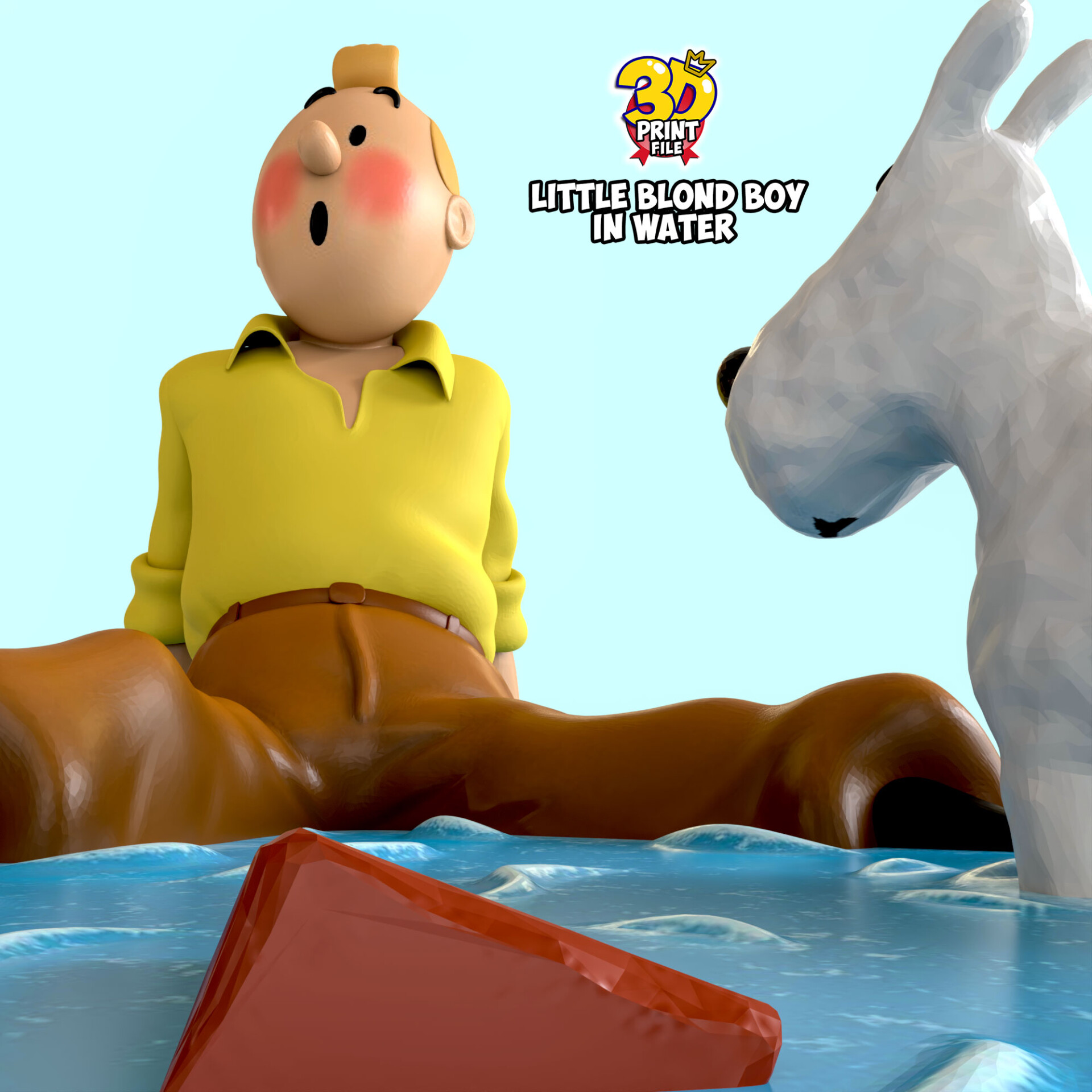TinTin & milou in water 3d print model - تصویر 16814