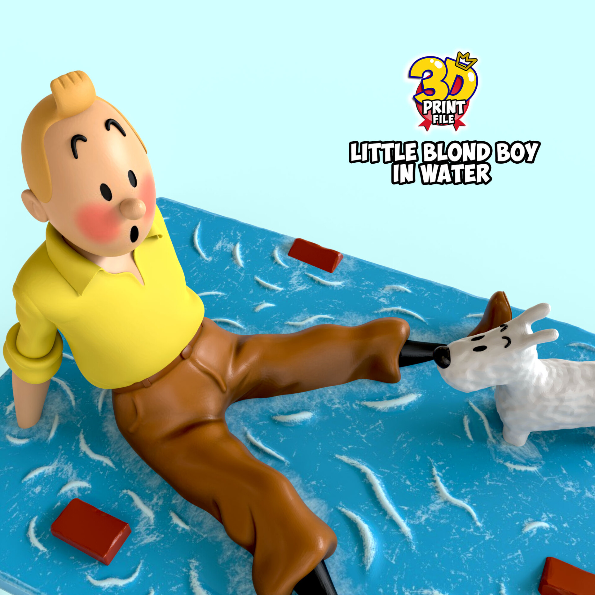 TinTin & milou in water 3d print model - تصویر 16816