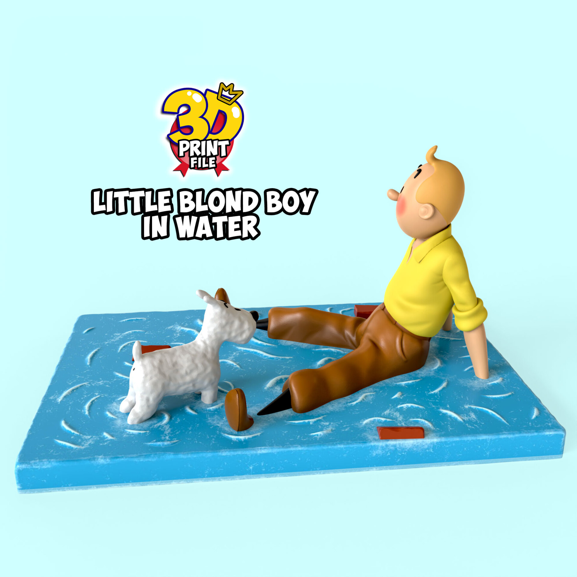 TinTin & milou in water 3d print model - تصویر 16817
