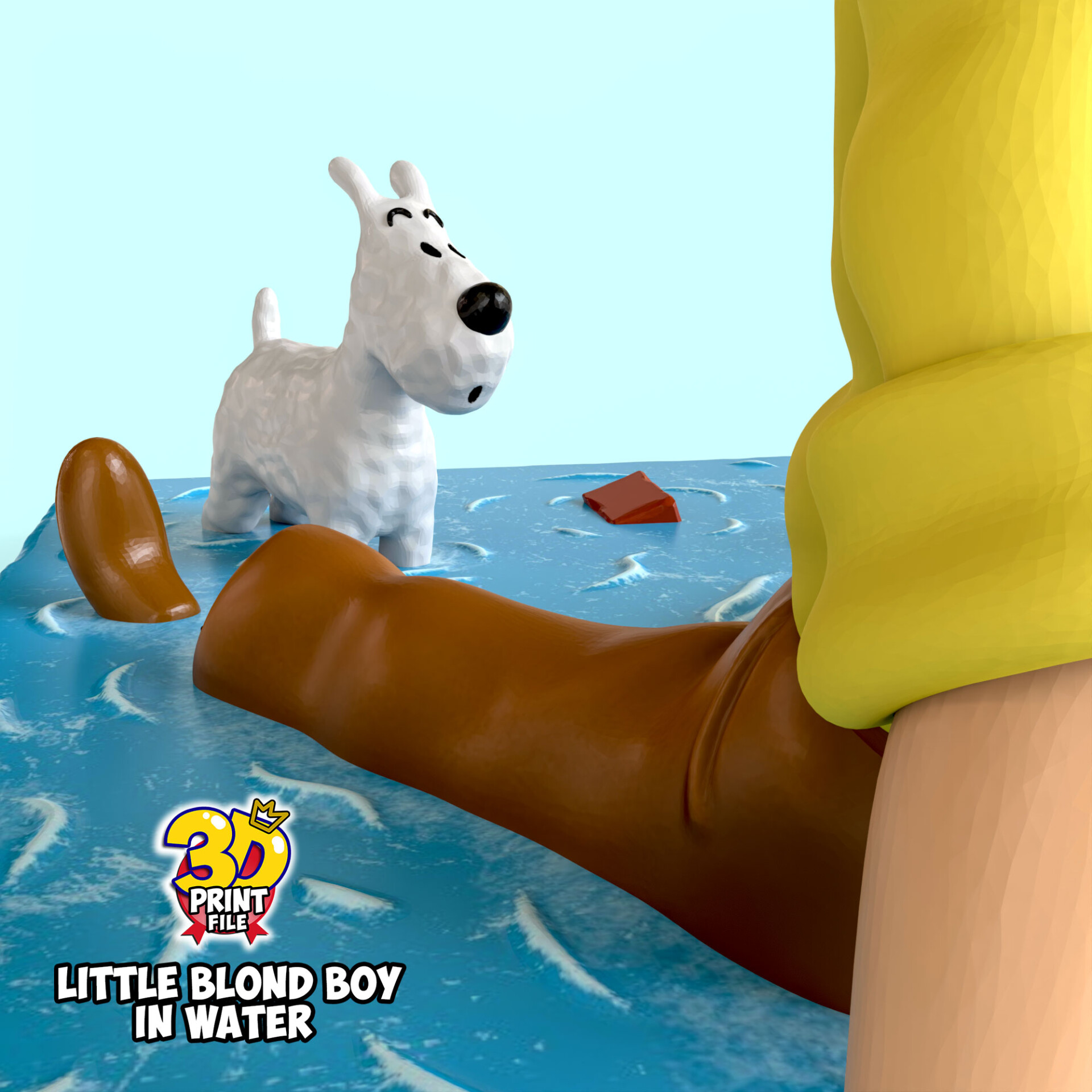 TinTin & milou in water 3d print model - تصویر 16818