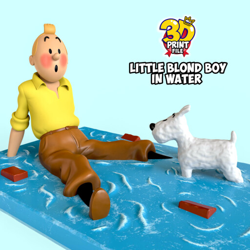TinTin & milou in water 3d print model