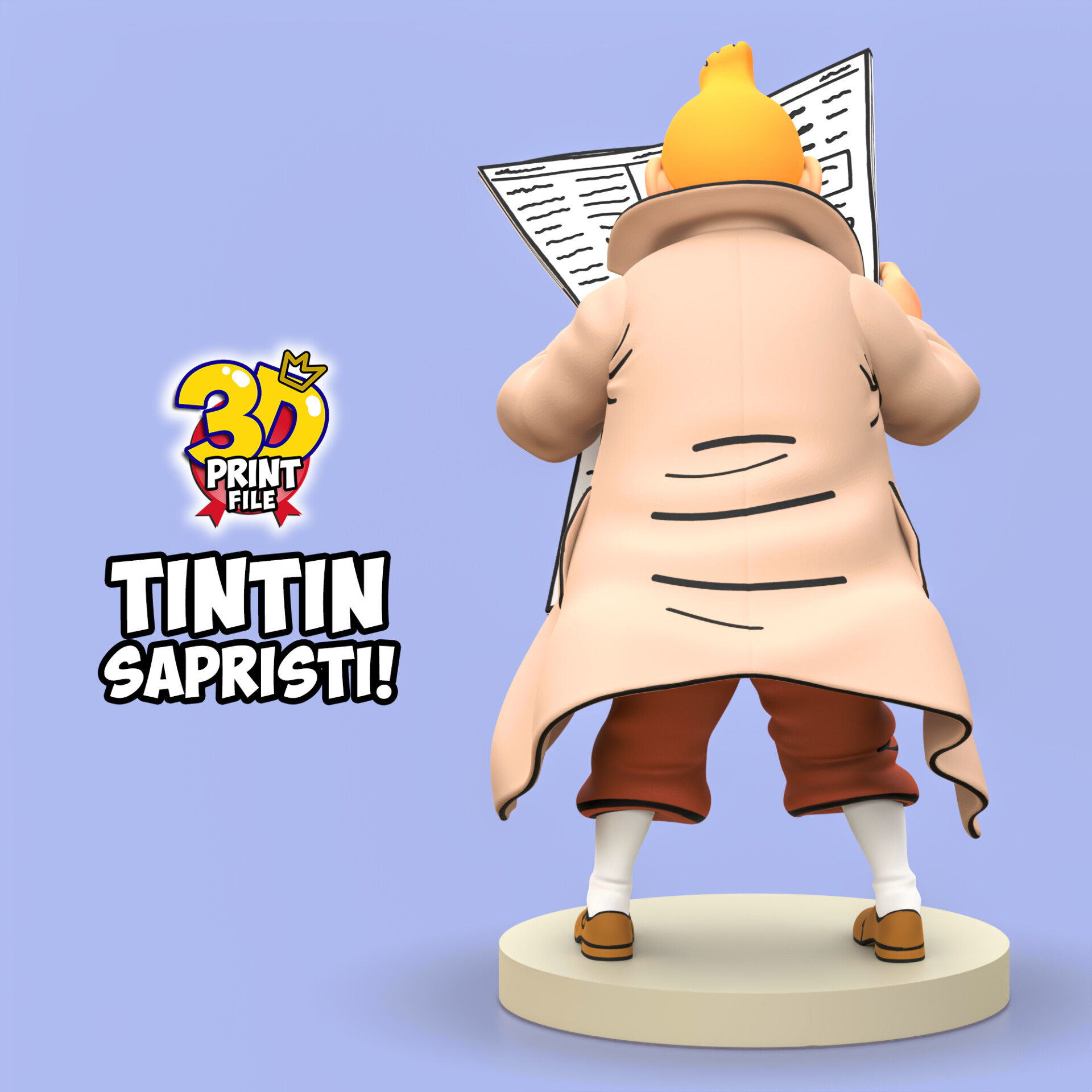 TINTIN sapristi ! with newspaper - 3D print ready model - تصویر 17006