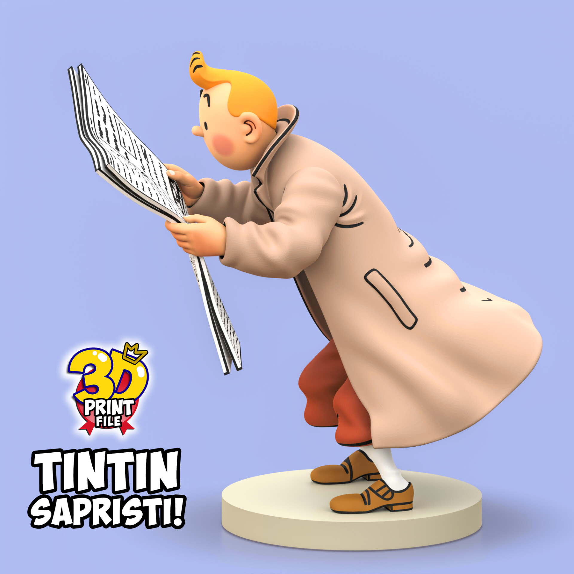 TINTIN sapristi ! with newspaper - 3D print ready model - تصویر 17008