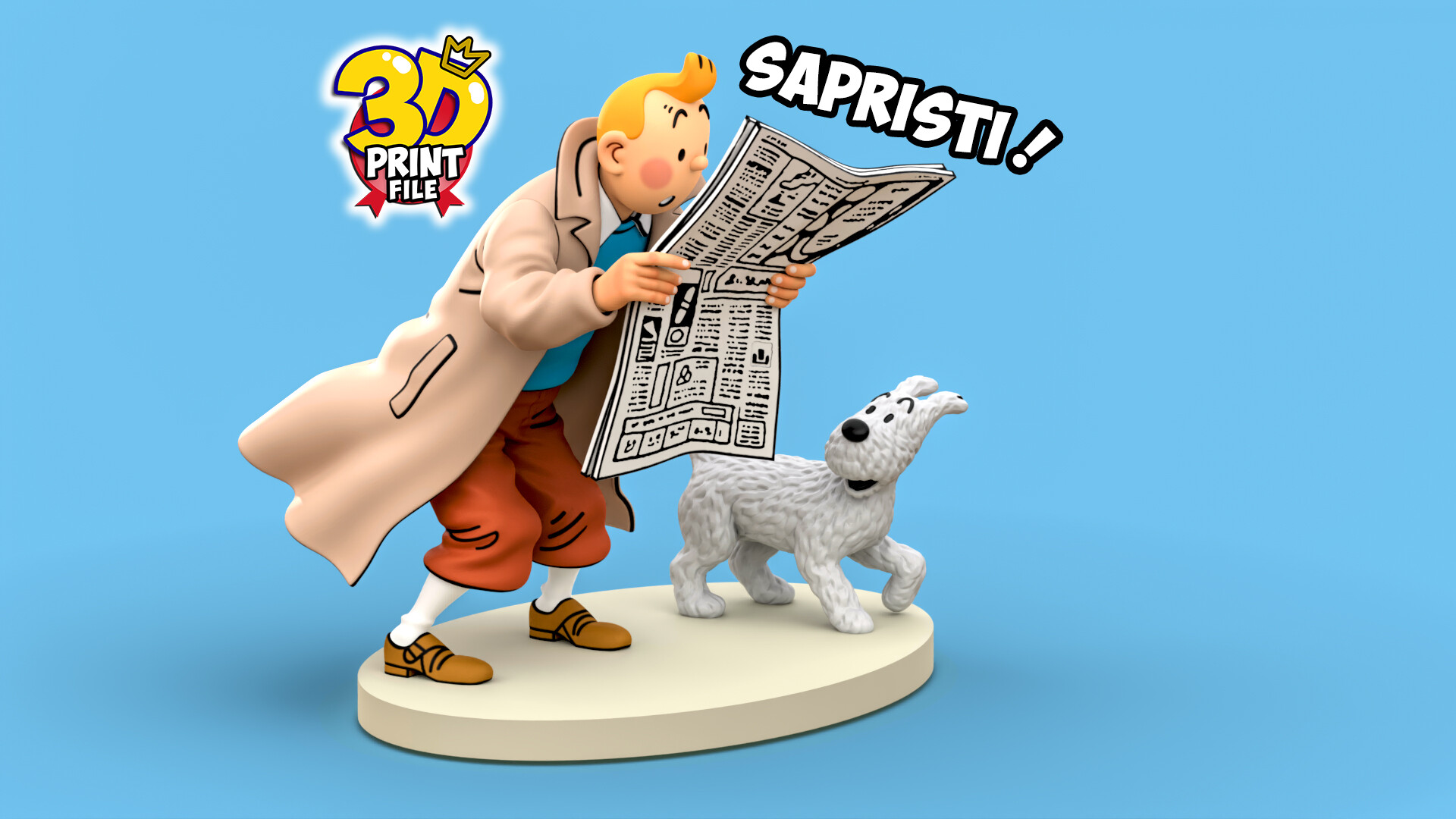 TINTIN & Snowy Sapristi 3d print ready model - تصویر 17033