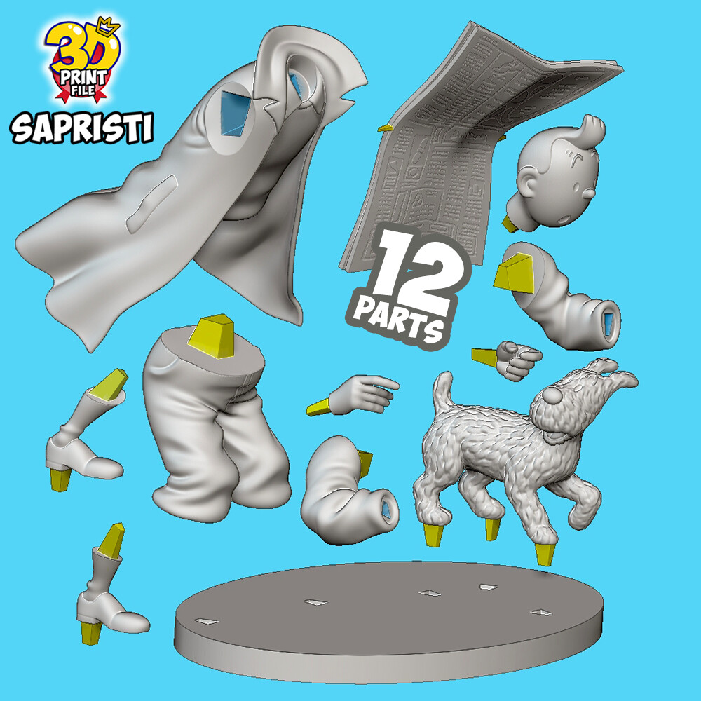 TINTIN & Snowy Sapristi 3d print ready model - تصویر 17034