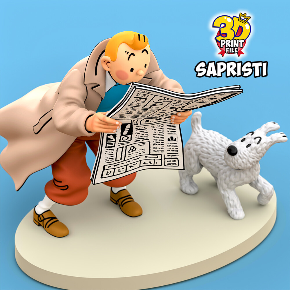 TINTIN & Snowy Sapristi 3d print ready model - تصویر 17036